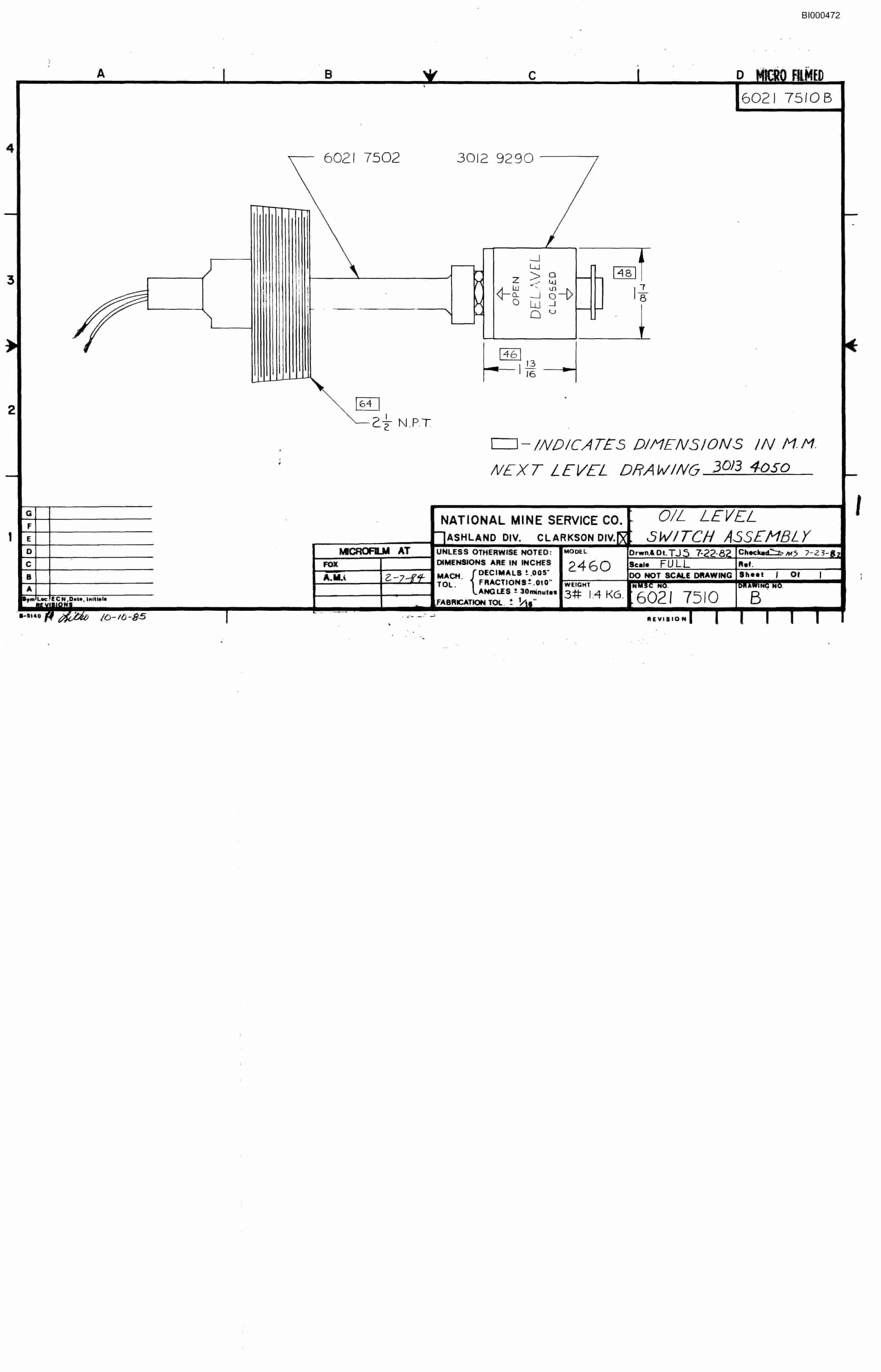 Bucyrus 2460-2 Miner Parts Catalog BI000472-4