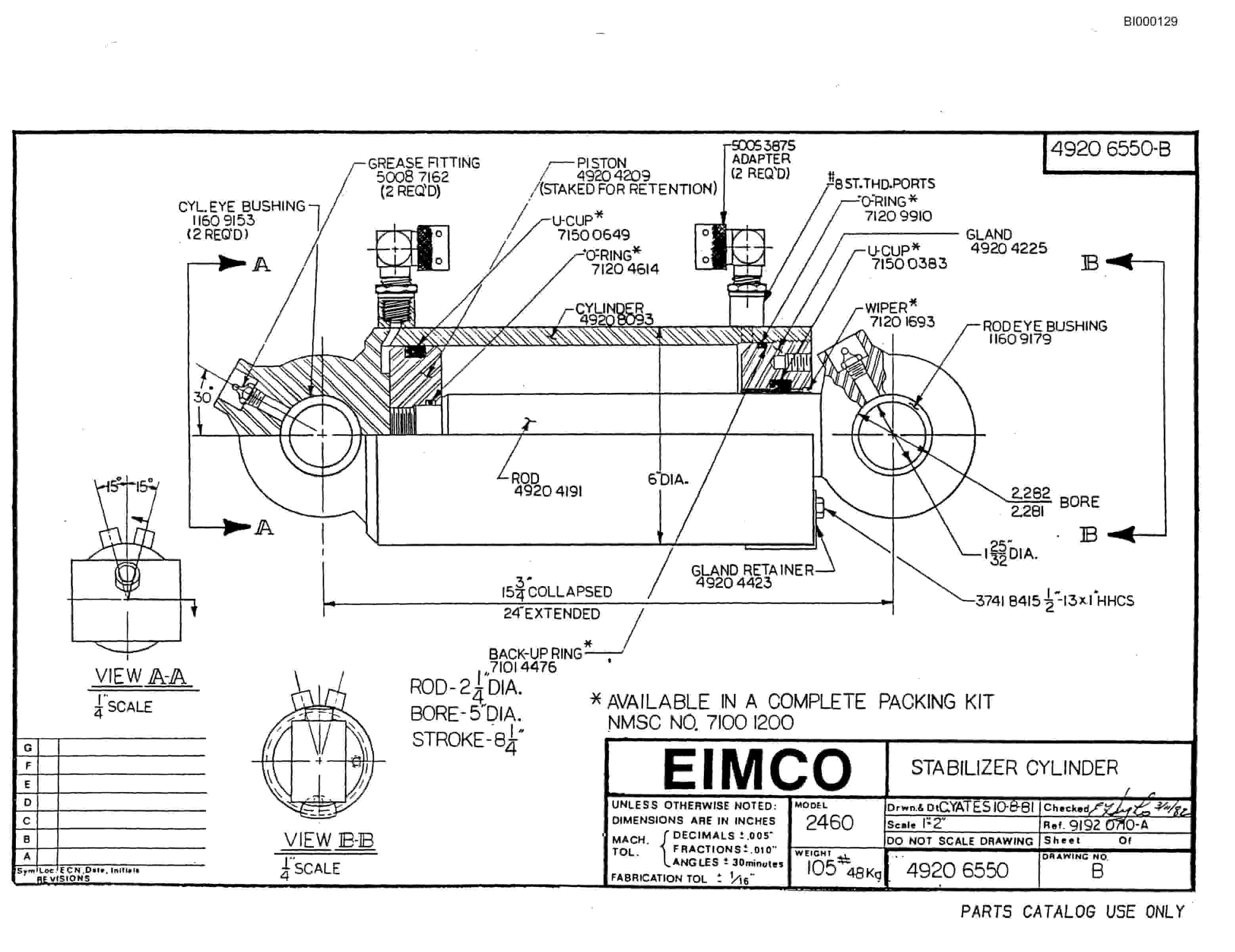 Bucyrus 2460-3 Drum Miner Parts Catalog BI000129-2