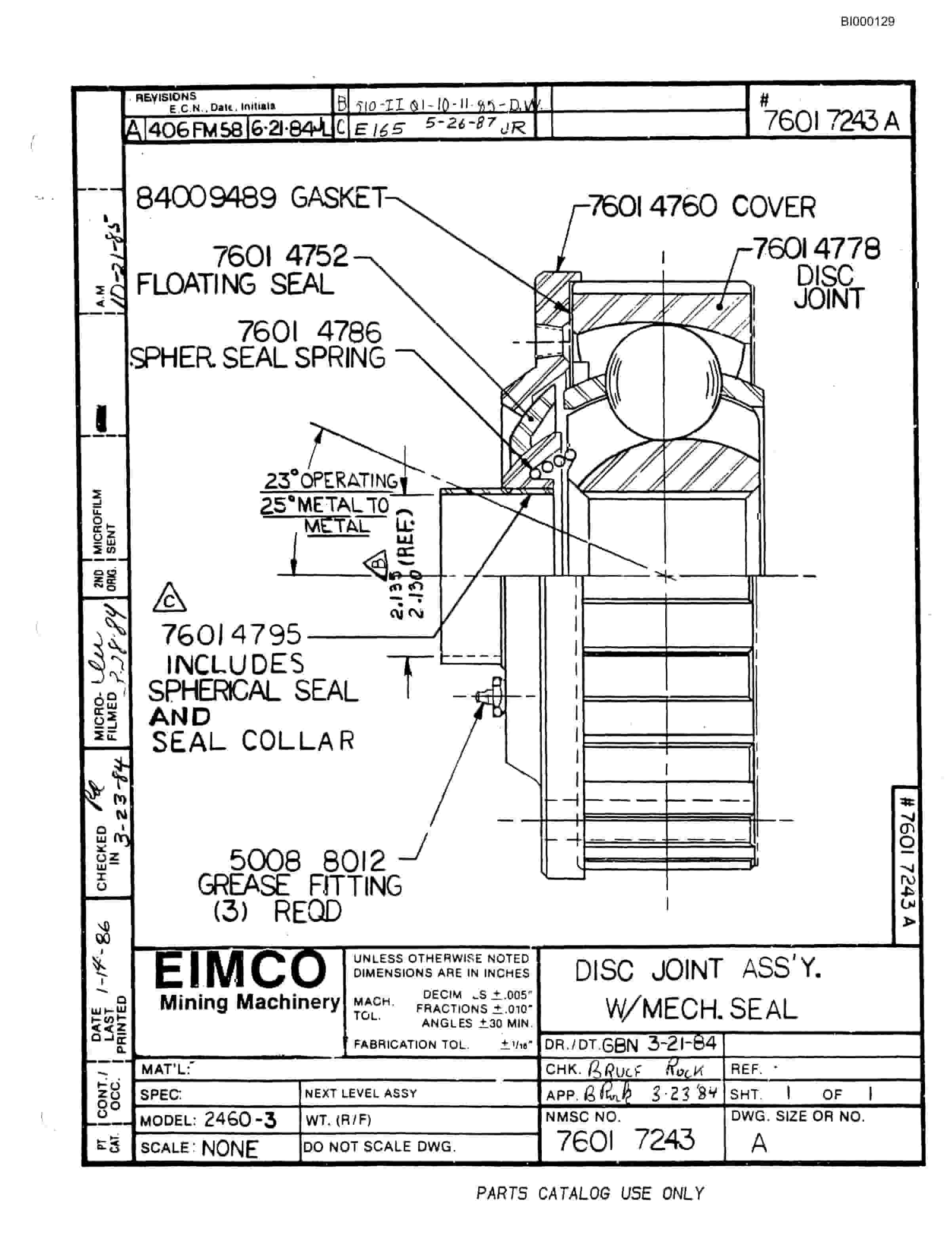 Bucyrus 2460-3 Drum Miner Parts Catalog BI000129-4