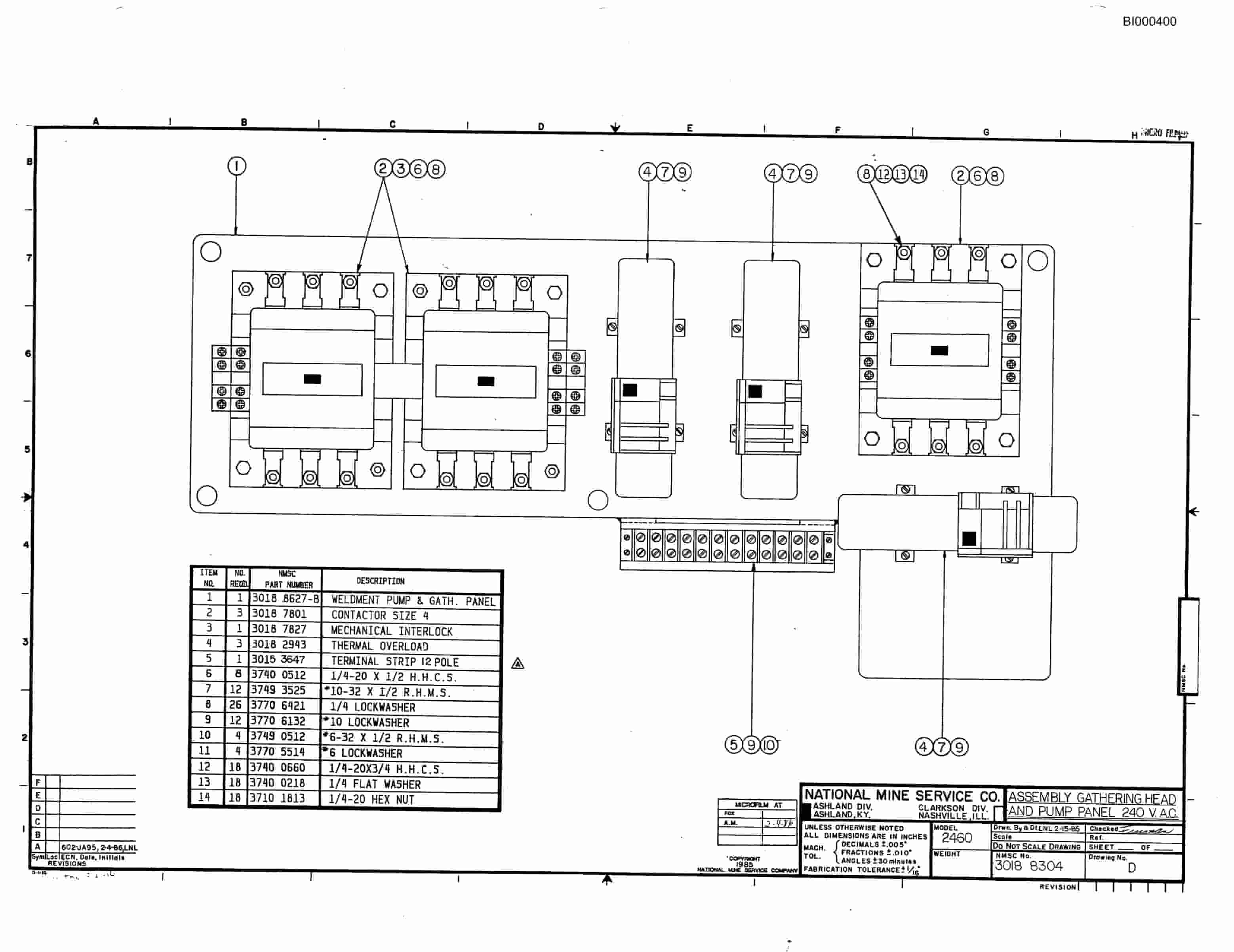 Bucyrus 2460-3 Drum Miner Parts Catalog BI000400-3