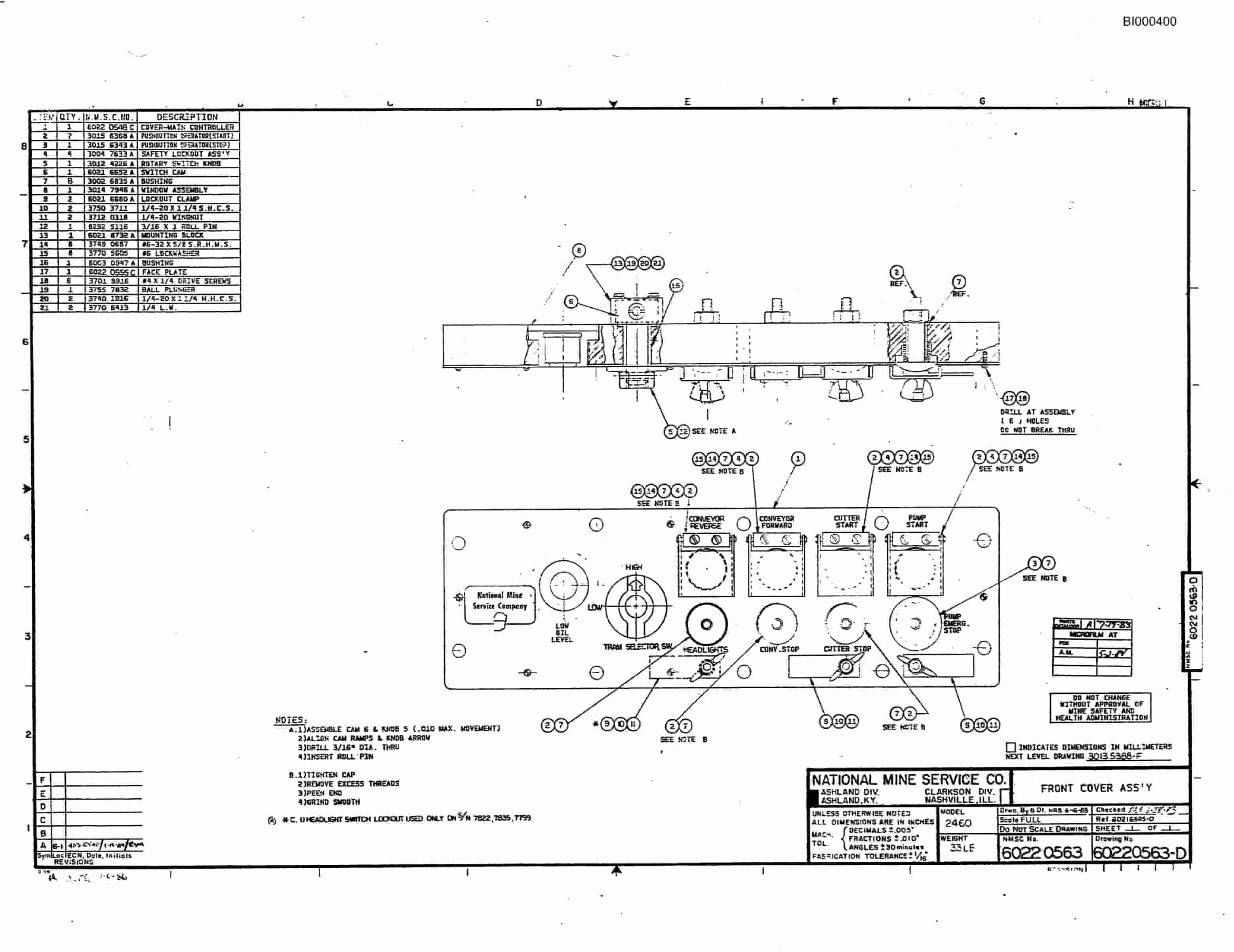 Bucyrus 2460-3 Drum Miner Parts Catalog BI000400-4