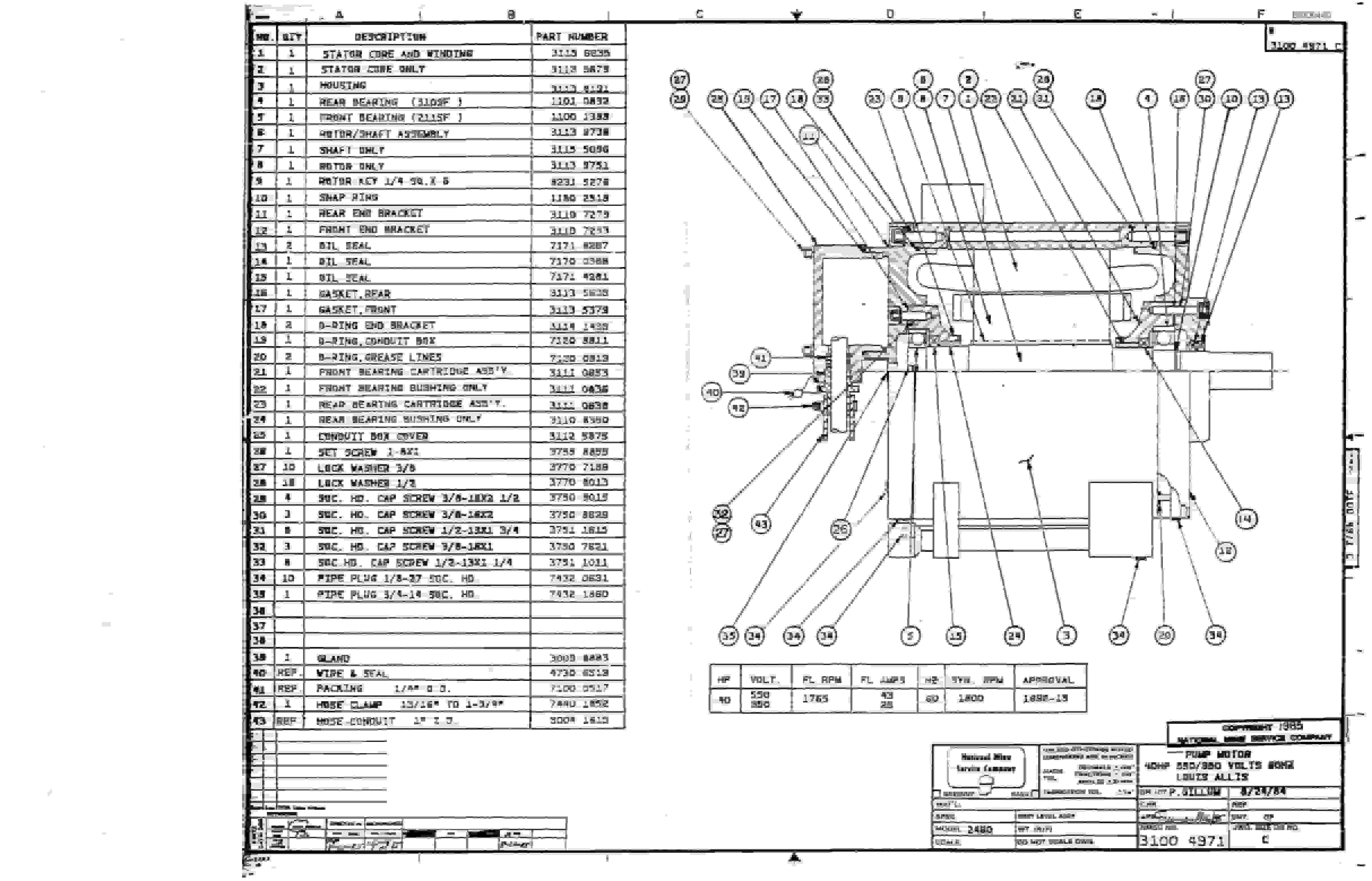Bucyrus 2460-3 Drum Miner Parts Catalog BI000440-5