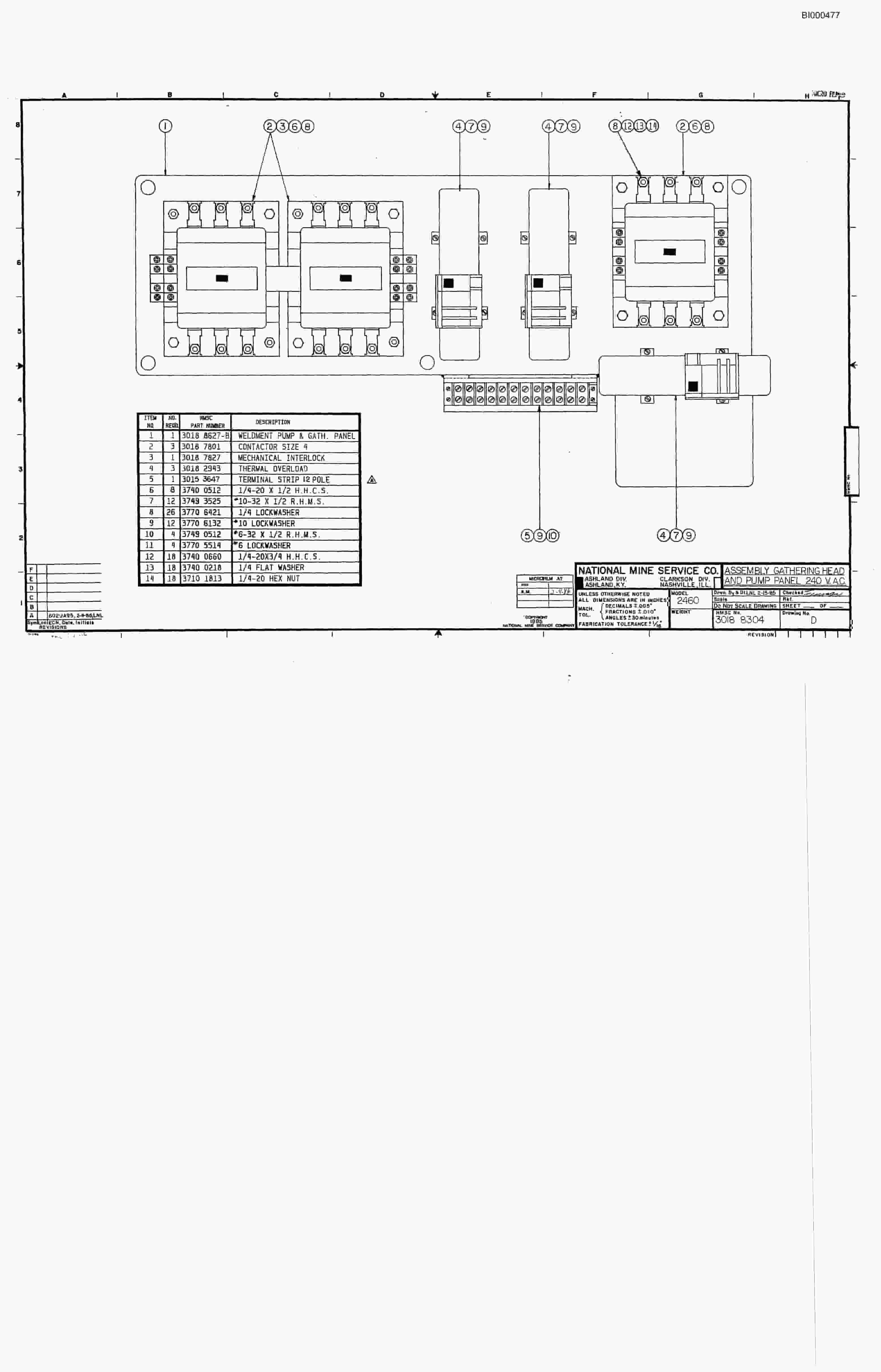 Bucyrus 2460-3 Drum Miner Parts Catalog BI000477-3