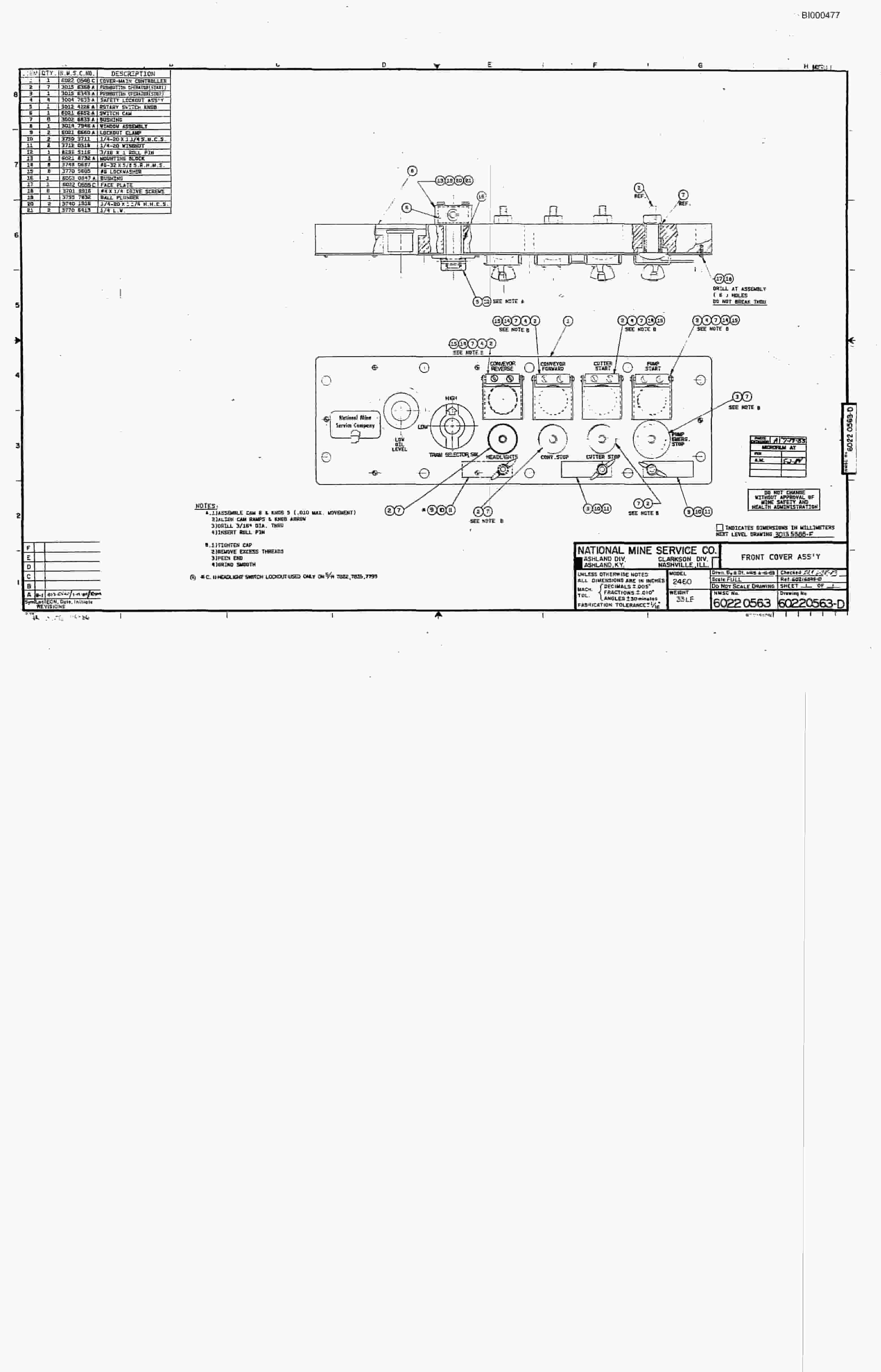 Bucyrus 2460-3 Drum Miner Parts Catalog BI000477-4