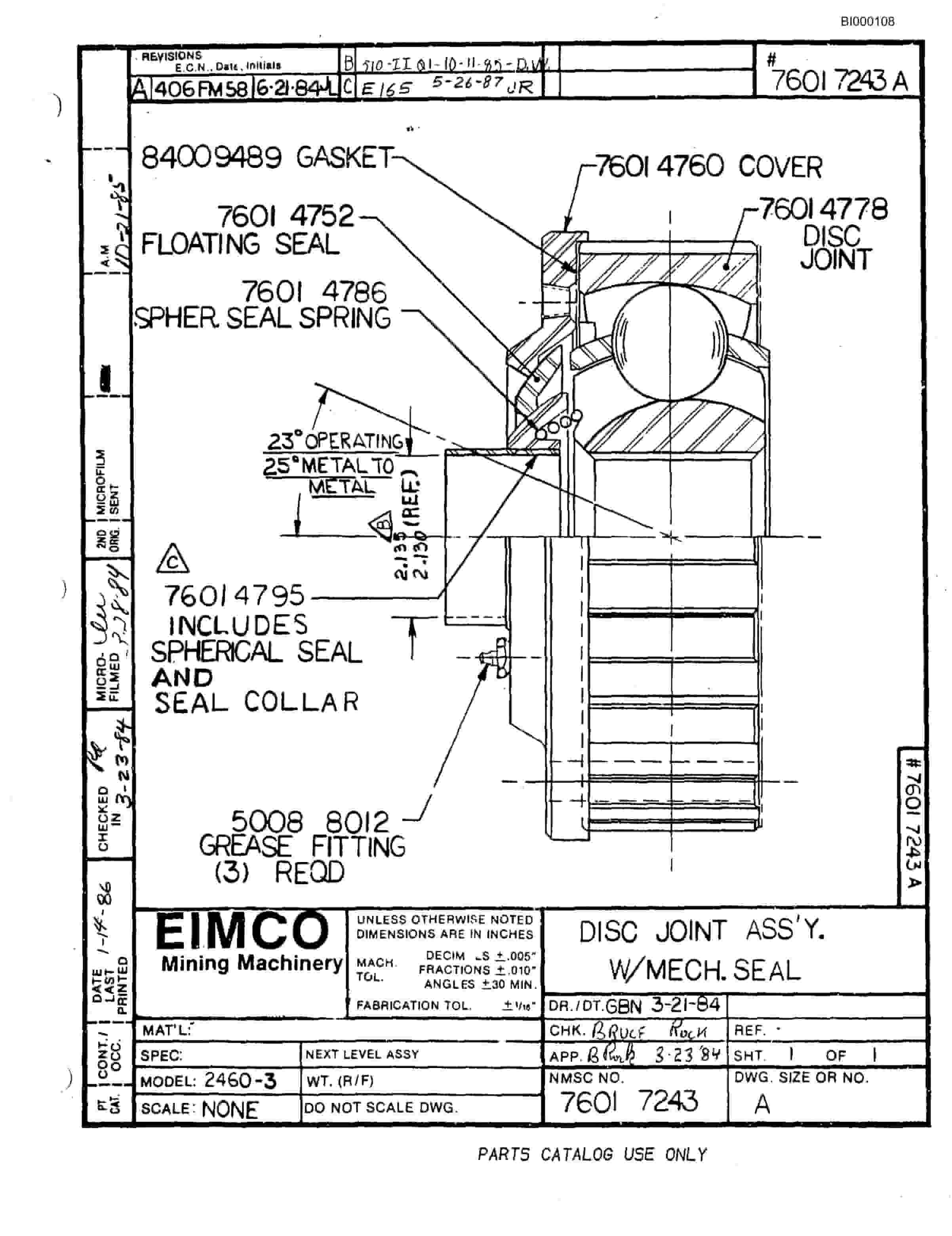 Bucyrus 2460-3 Miner Parts Catalog BI000108-4
