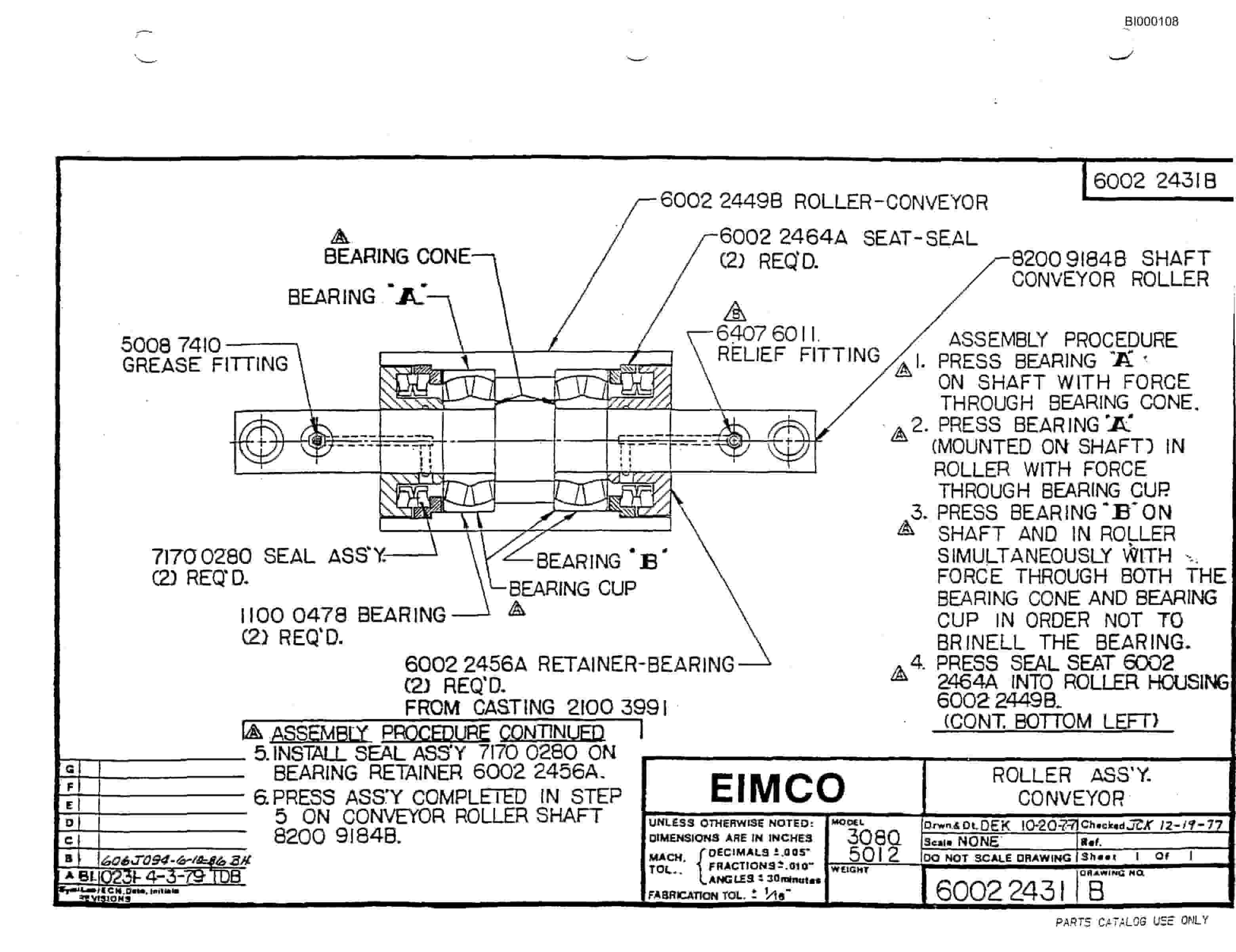 Bucyrus 2460-3 Miner Parts Catalog BI000108-5