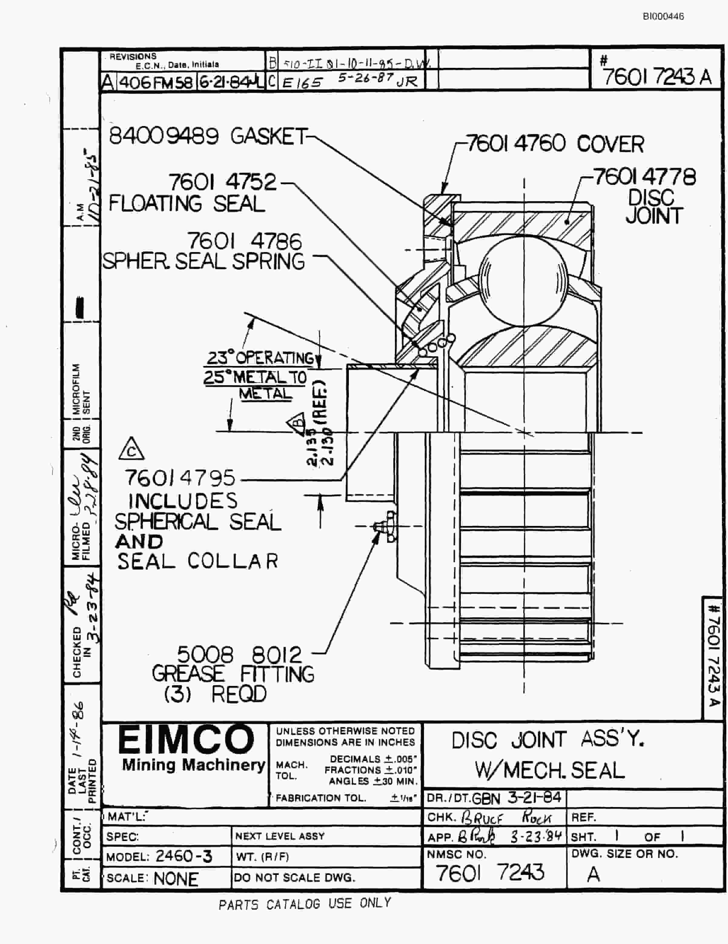 Bucyrus 2460-3 Miner Parts Catalog BI000446-4