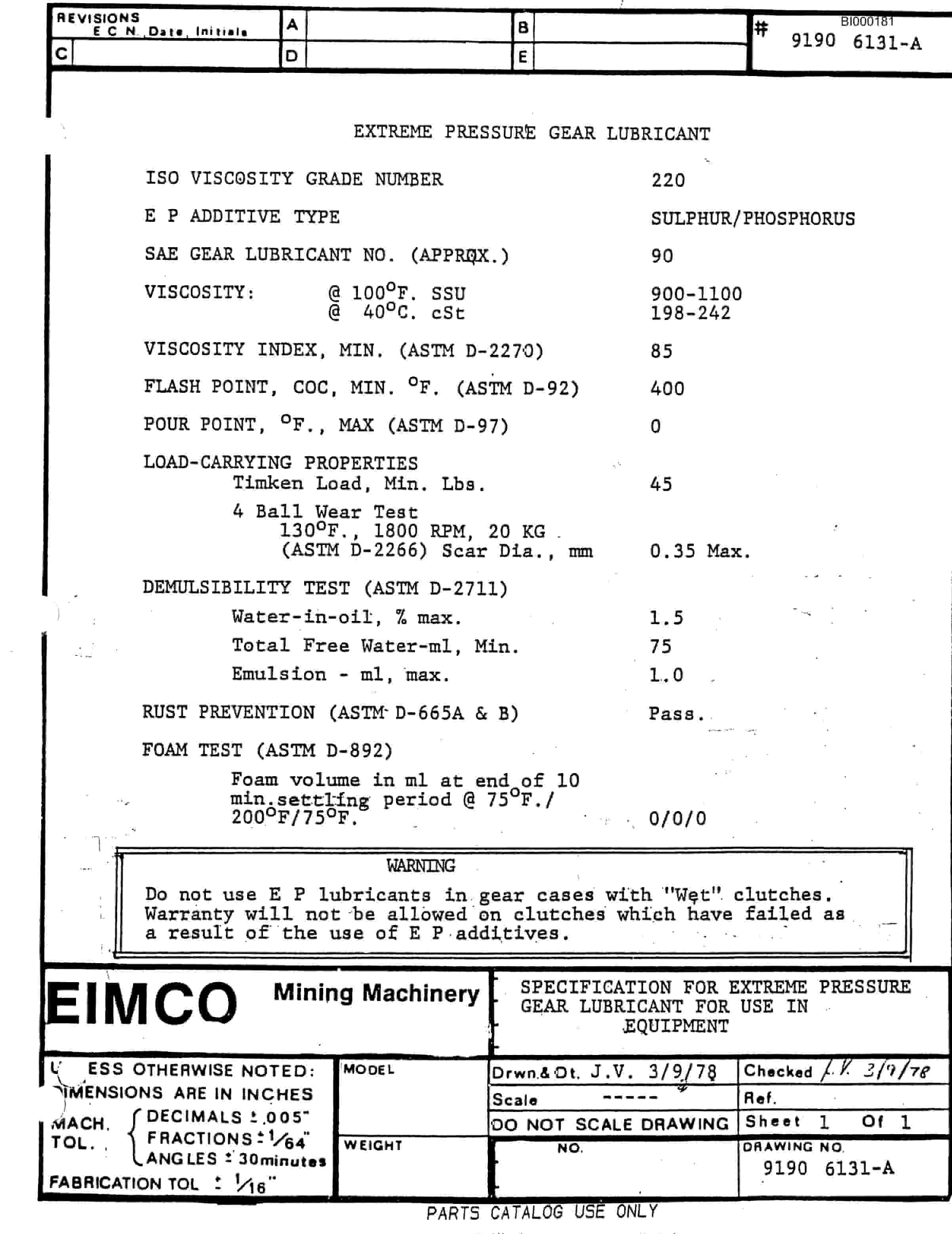 Bucyrus 2460 Drum Miner Parts Catalog BI000181-5