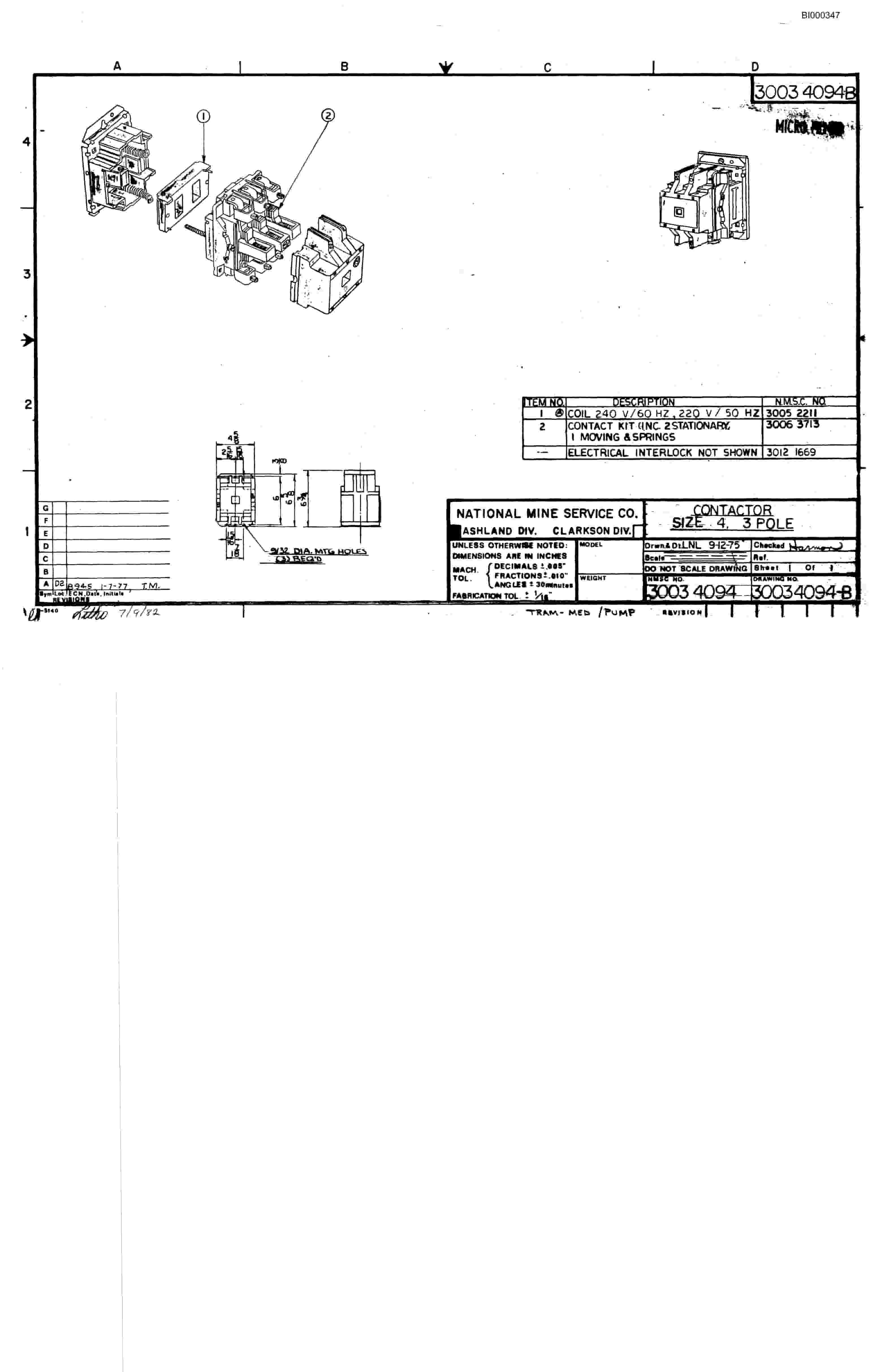 Bucyrus 2460 Drum Miner Parts Catalog BI000347-3