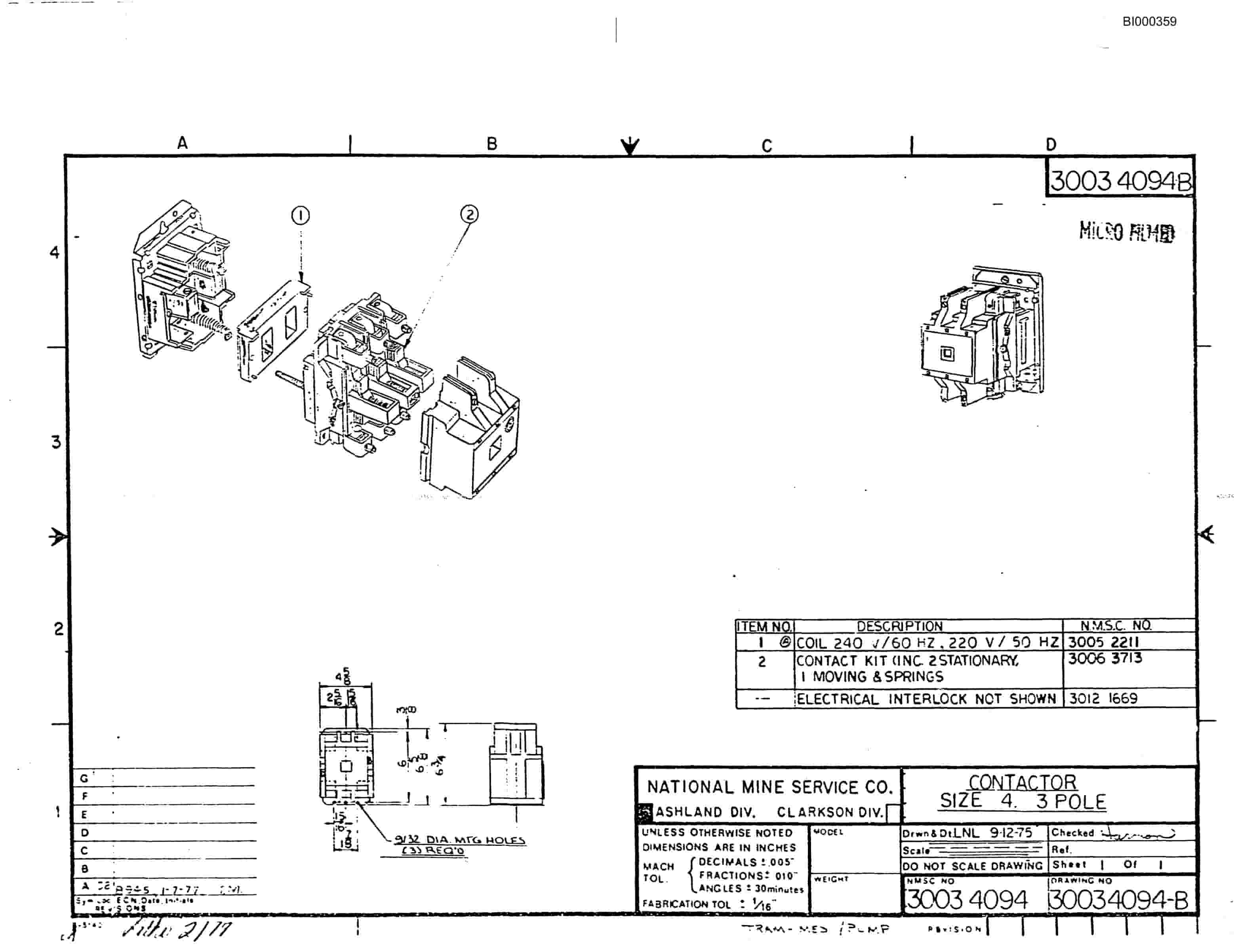 Bucyrus 2460 Drum Miner Parts Catalog BI000359-3
