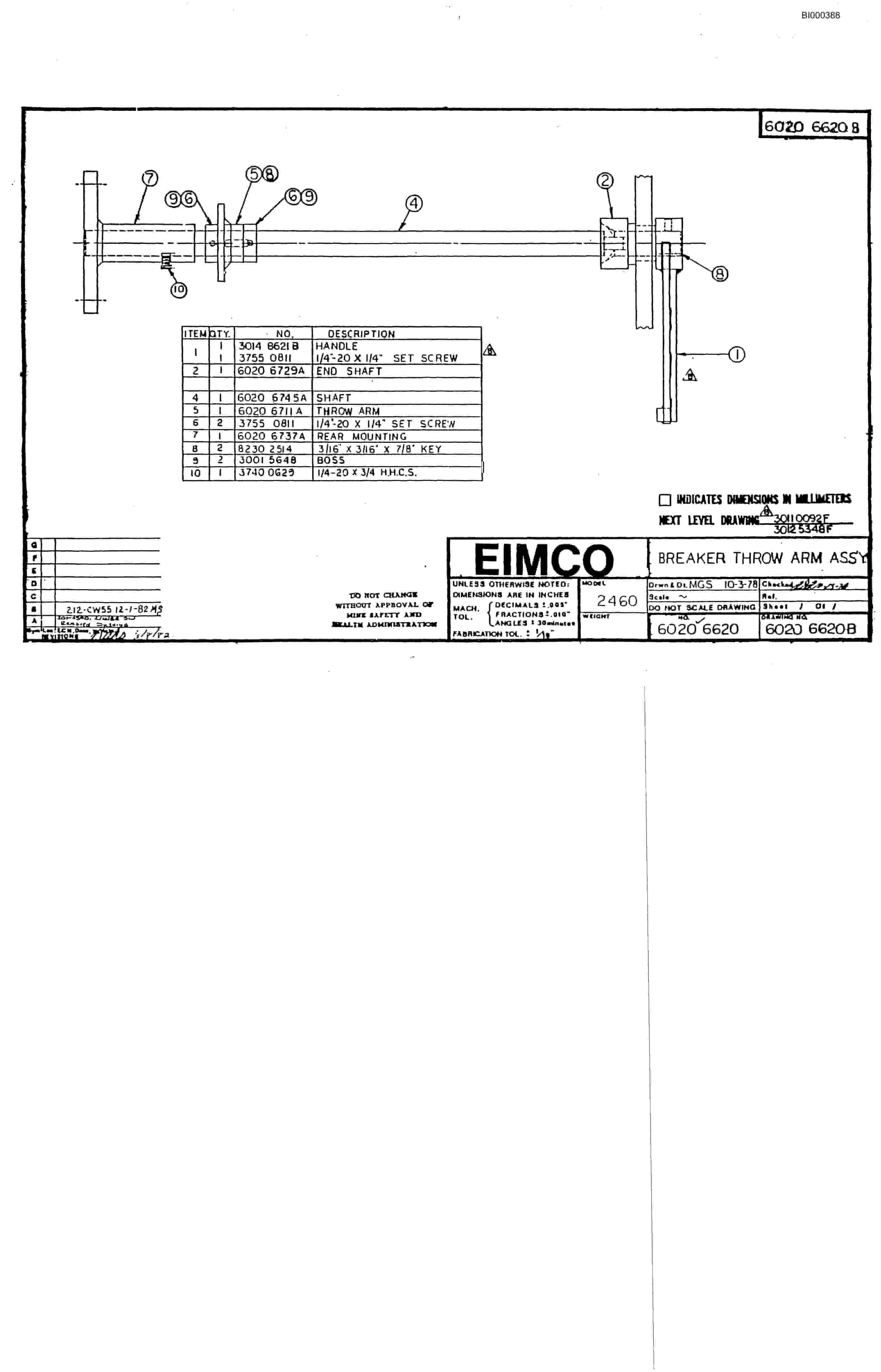 Bucyrus 2460 Drum Miner Parts Catalog BI000388-4