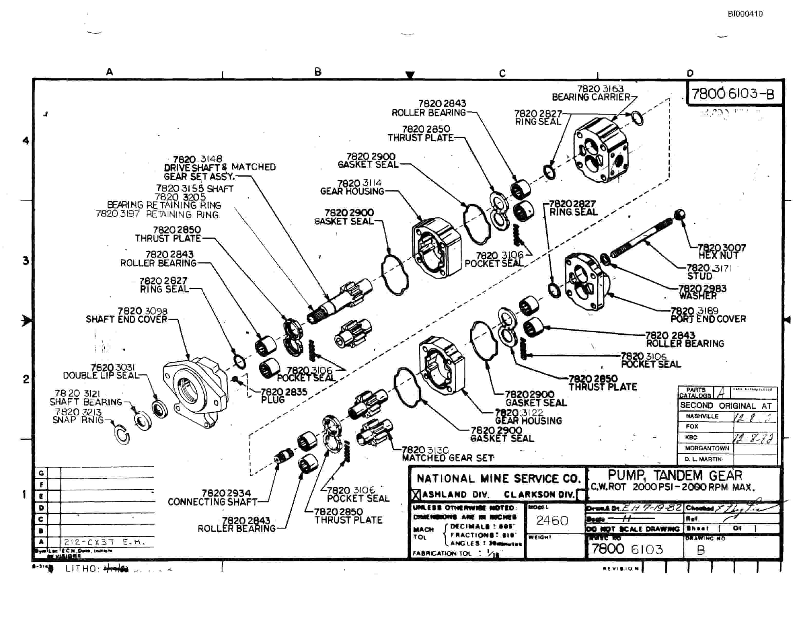 Bucyrus 2460 Drum Miner Parts Catalog BI000410-2