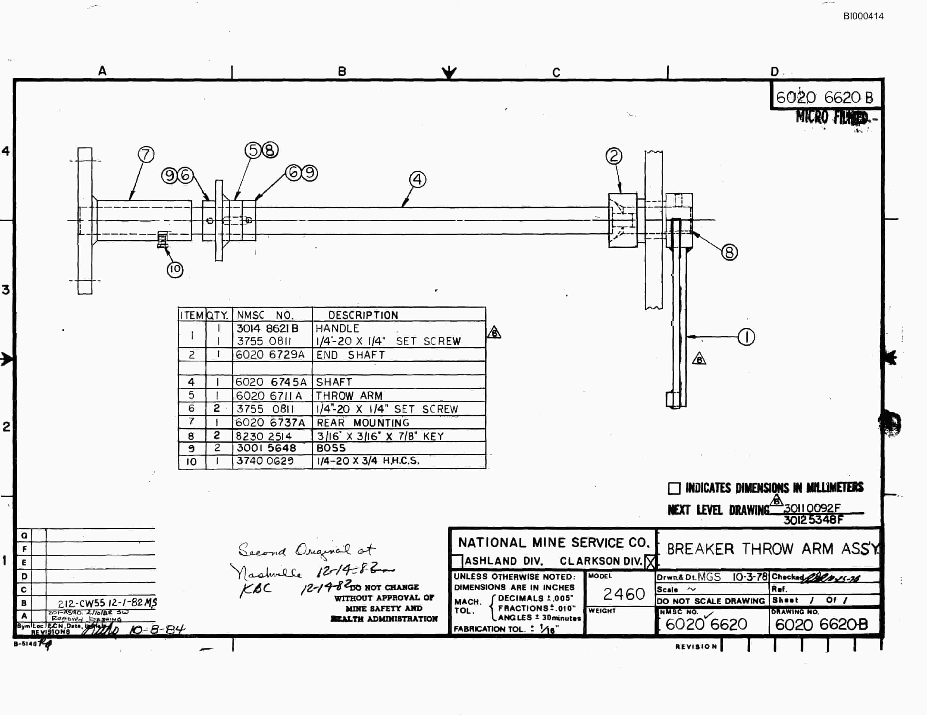 Bucyrus 2460 Drum Miner Parts Catalog BI000414-3