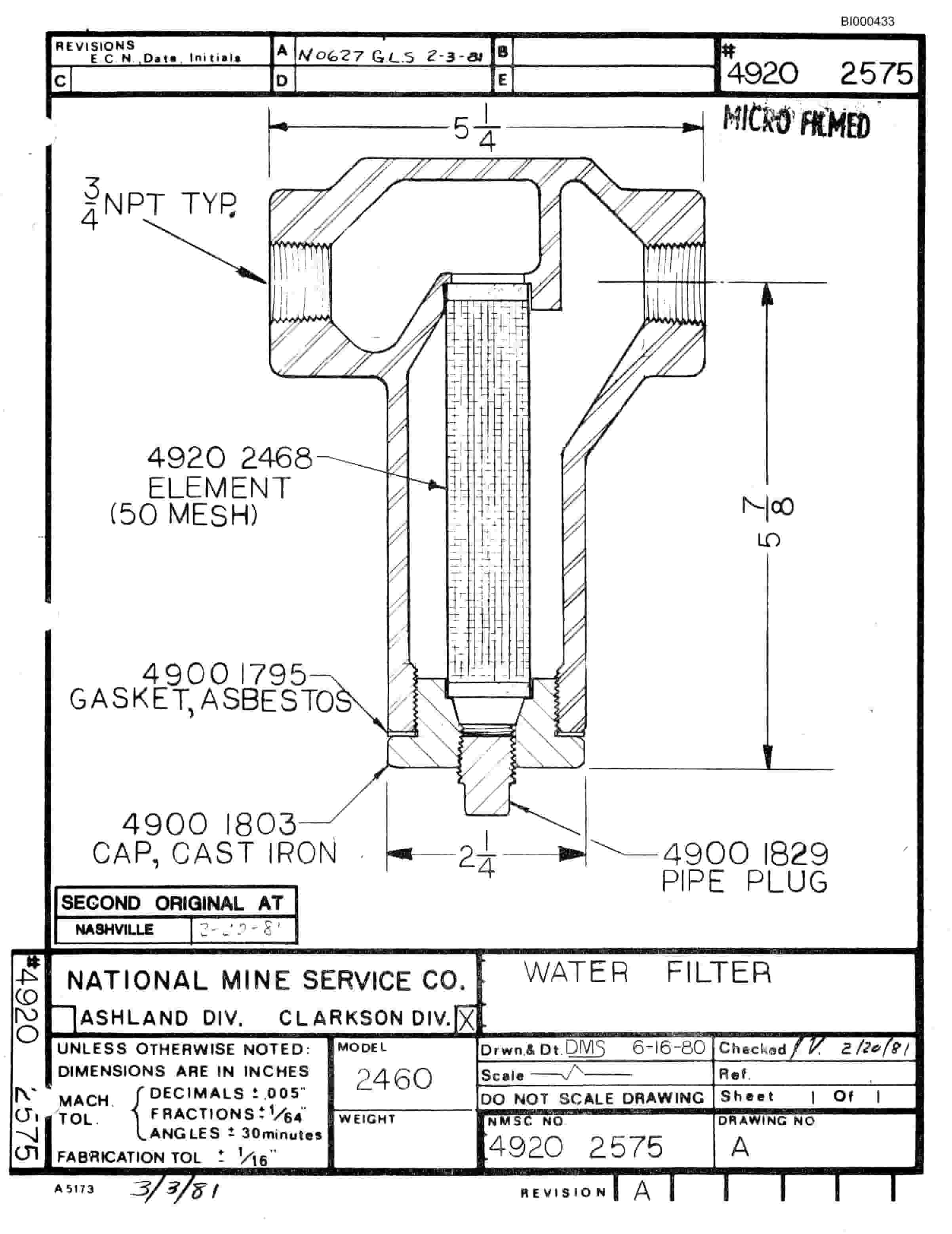 Bucyrus 2460 Drum Miner Parts Catalog BI000433-2