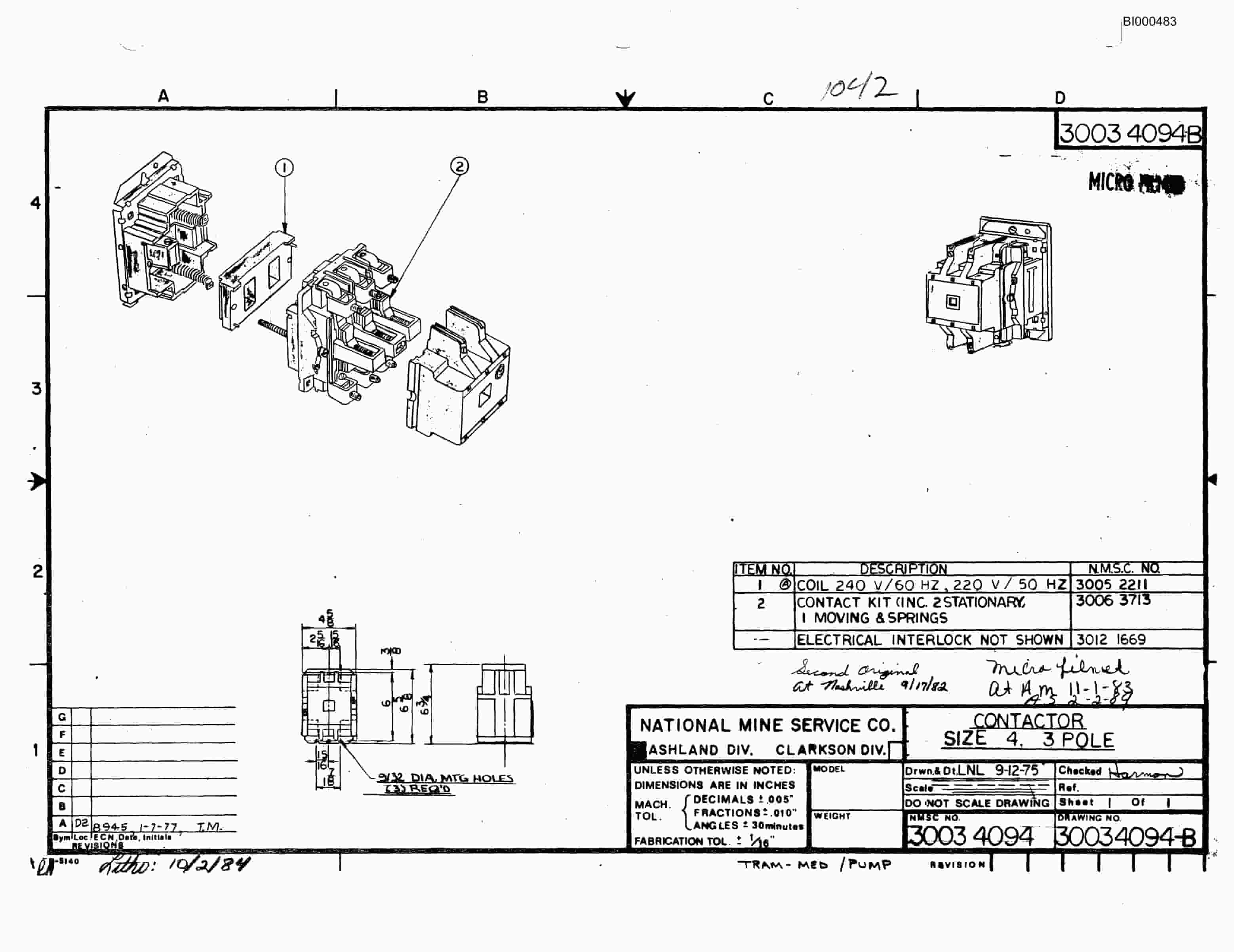 Bucyrus 2460 Drum Miner Parts Catalog BI000483-3