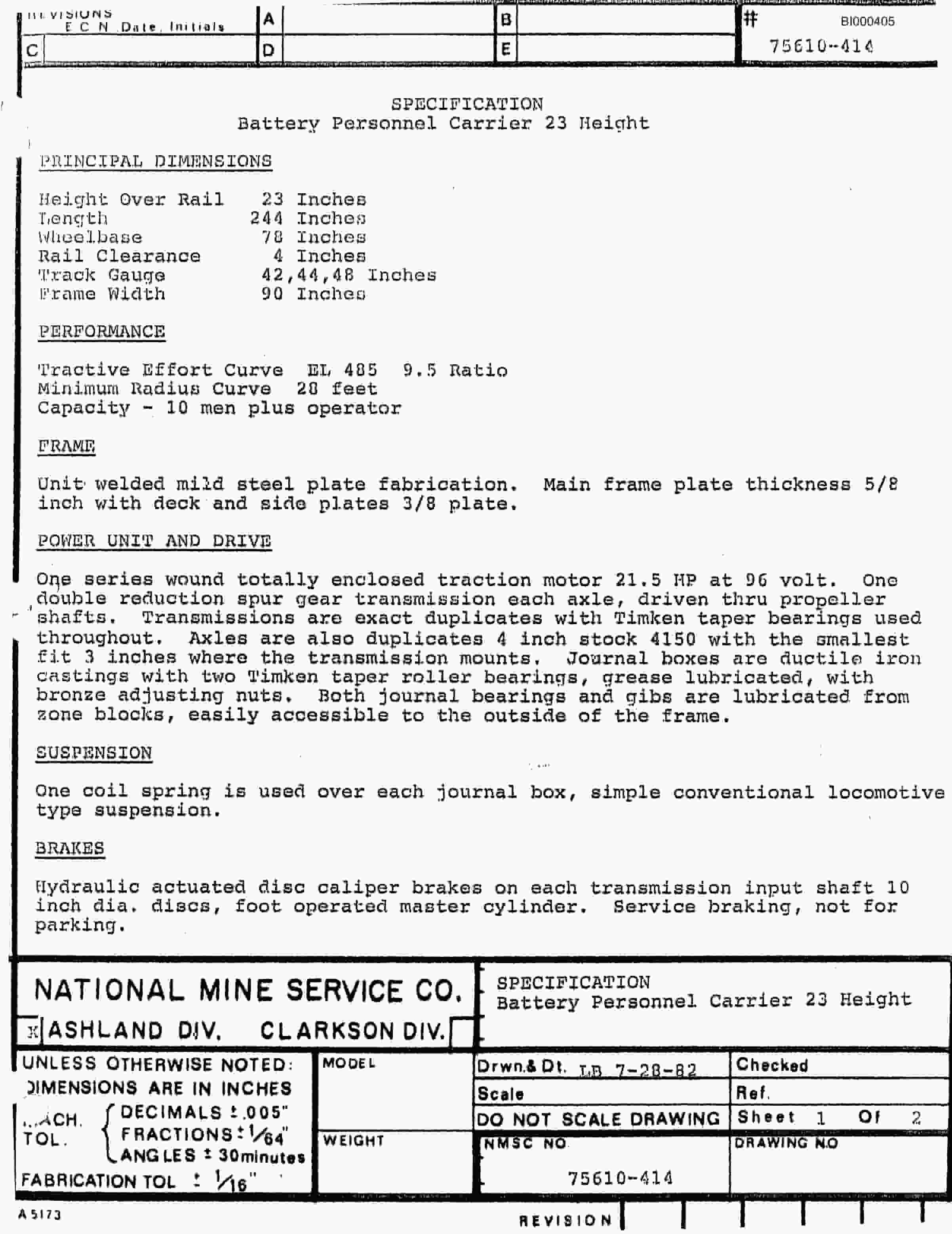 Bucyrus 2460 Marietta Drum Miner Technical Manual BI000405-5