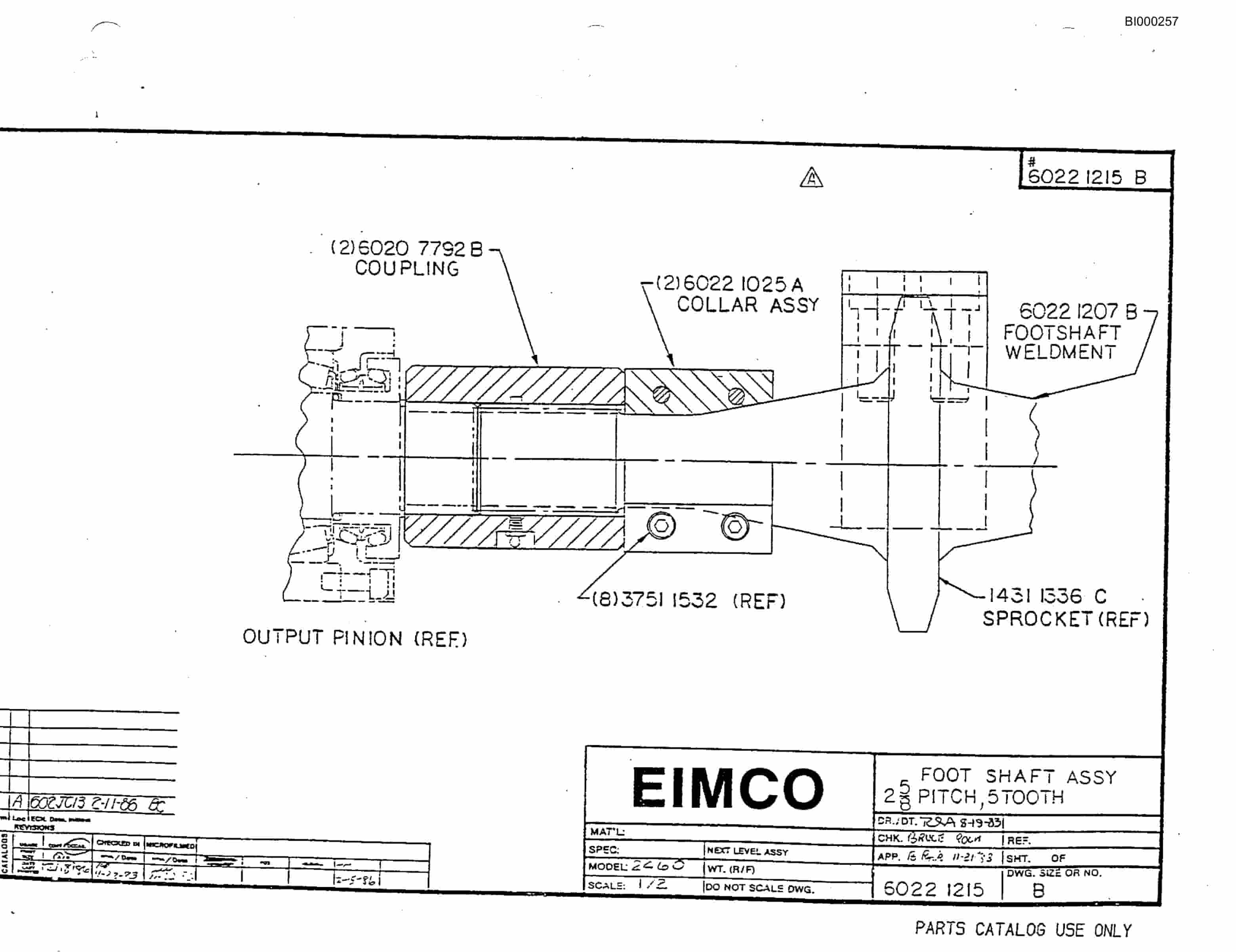 Bucyrus 2460 Miner Parts Catalog BI000257-4