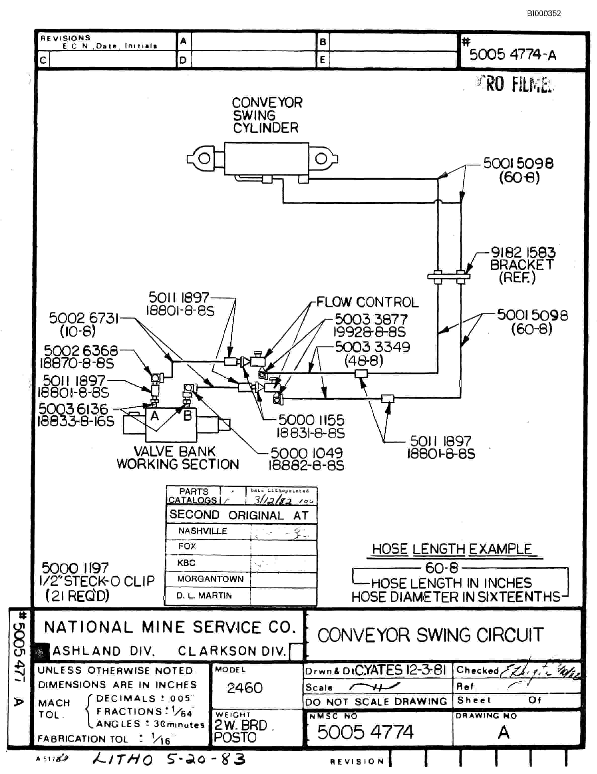 Bucyrus 2460 Miner Parts Catalog BI000352-2