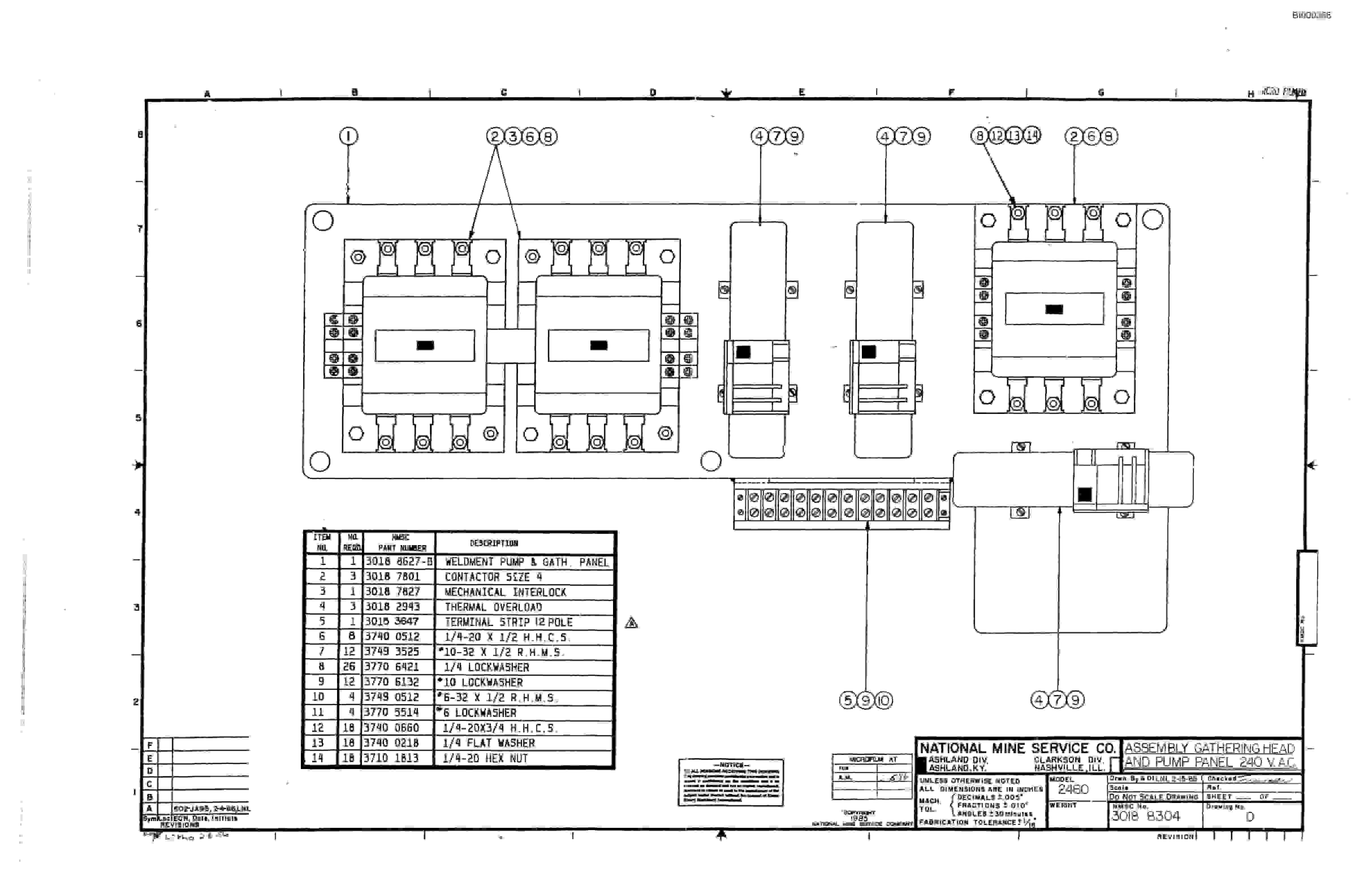 Bucyrus 2460 Miner Parts Catalog BI000356-3