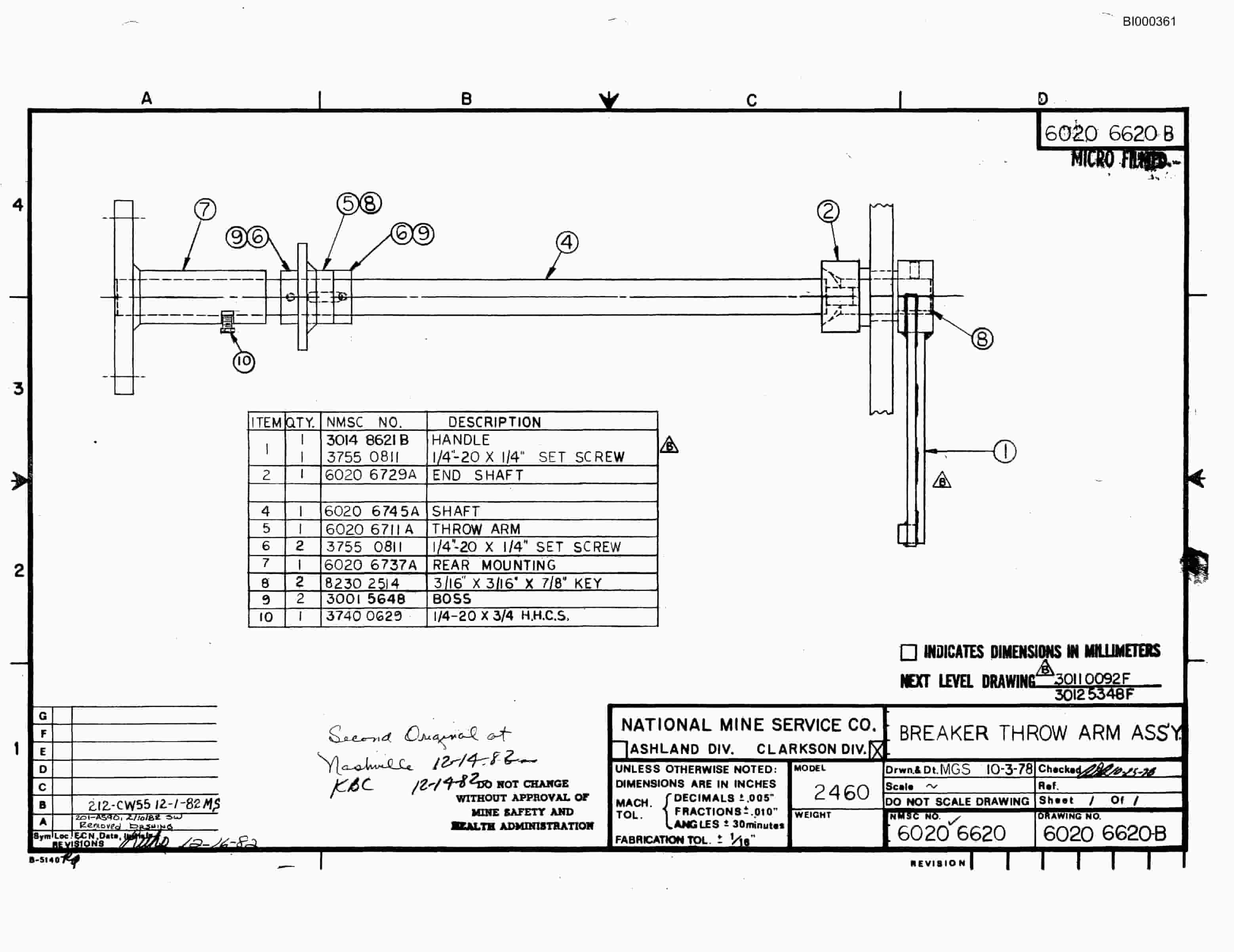 Bucyrus 2460 Miner Parts Catalog BI000361-3