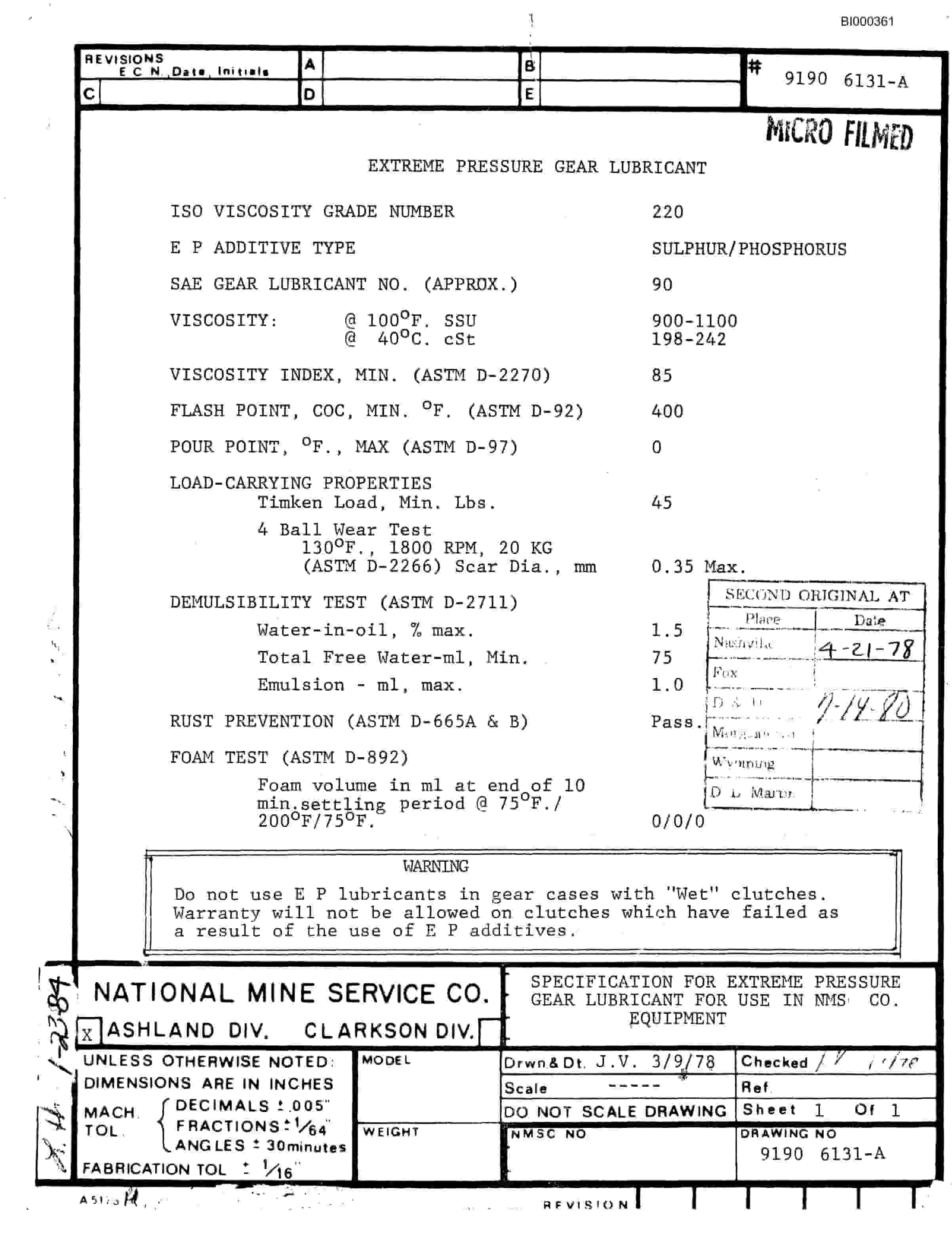 Bucyrus 2460 Miner Parts Catalog BI000361-5
