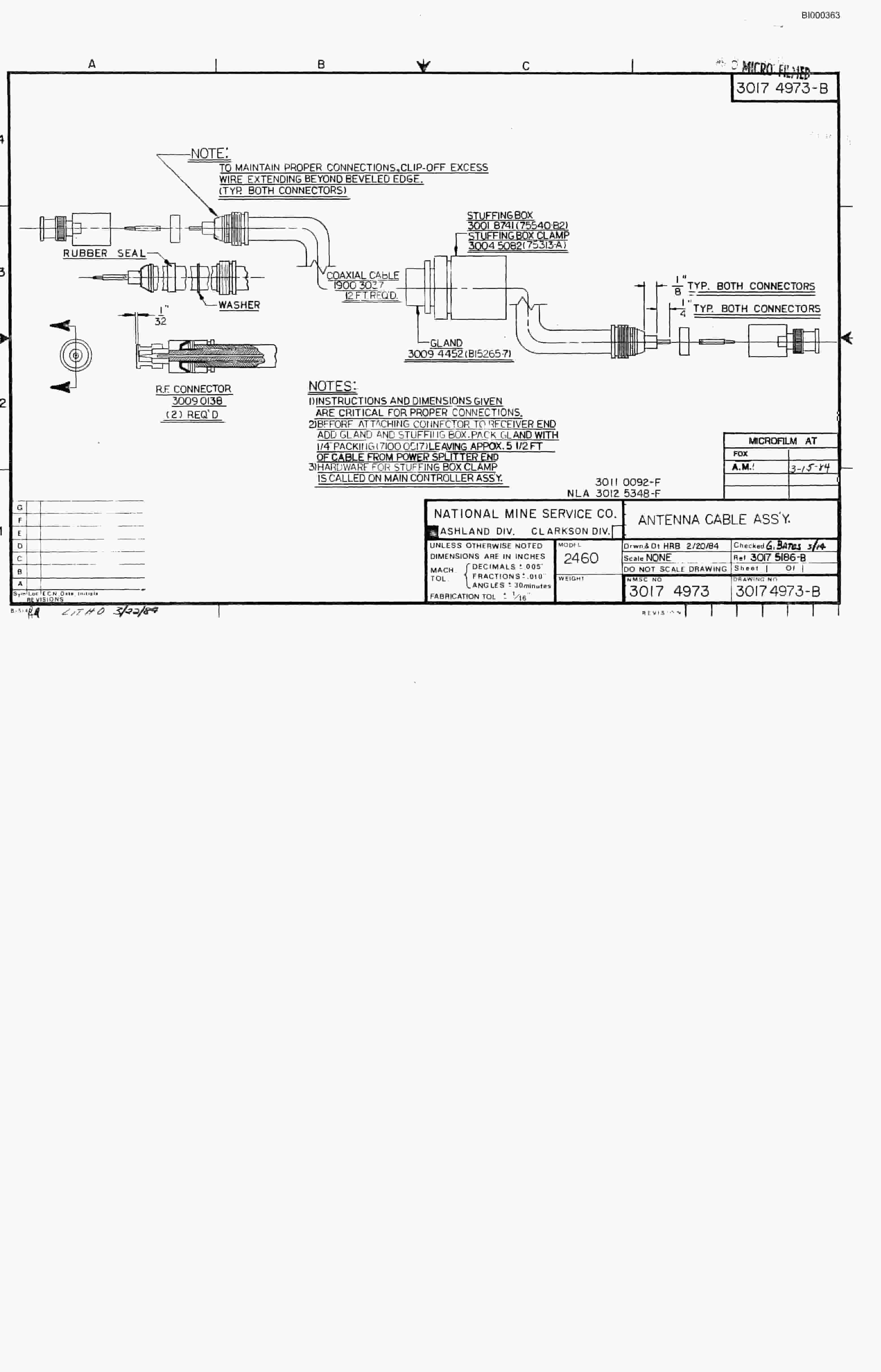 Bucyrus 2460 Miner Parts Catalog BI000363-5