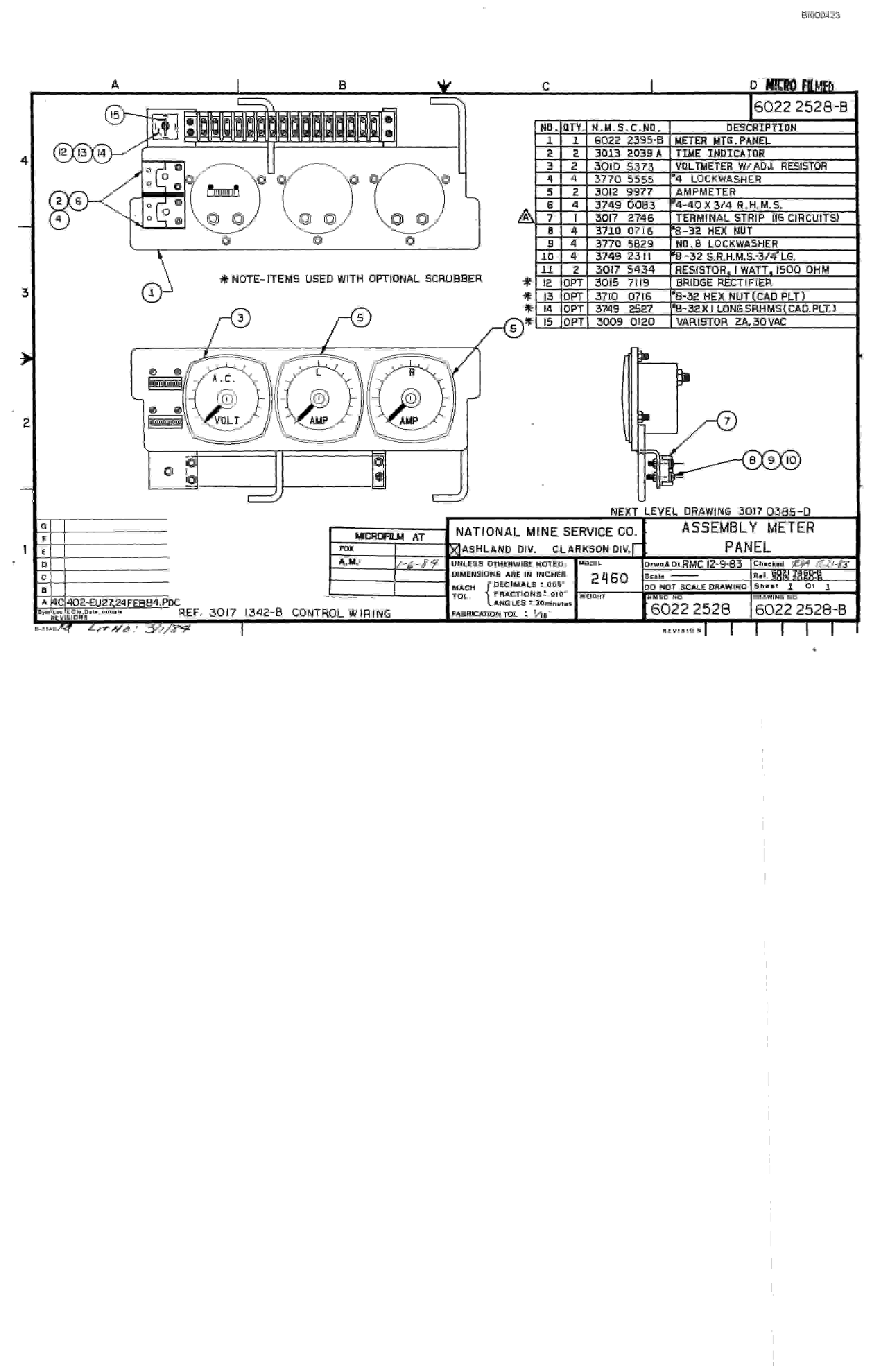 Bucyrus 2460 Miner Parts Catalog BI000423-3