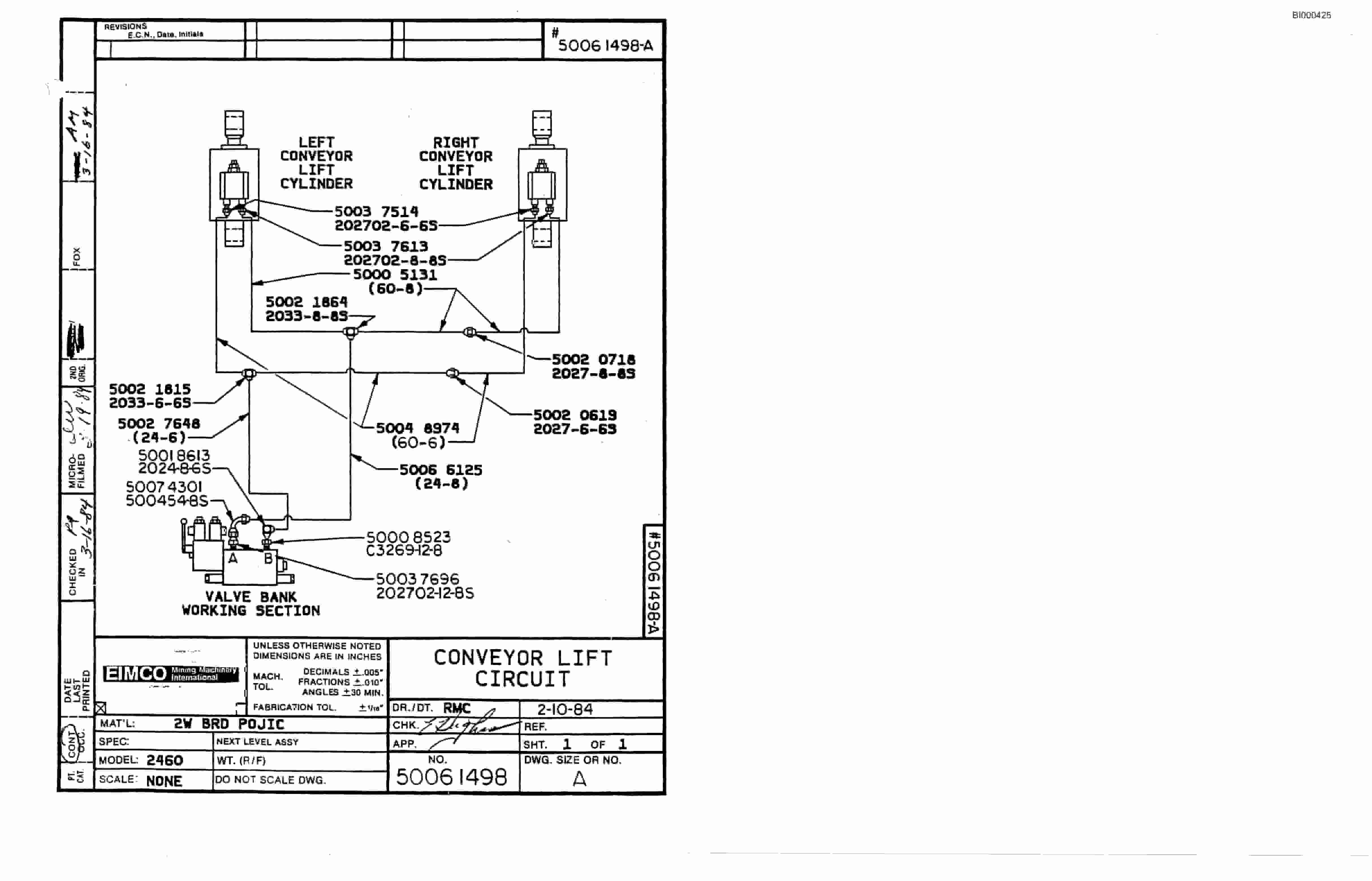 Bucyrus 2460 Miner Parts Catalog BI000435-2