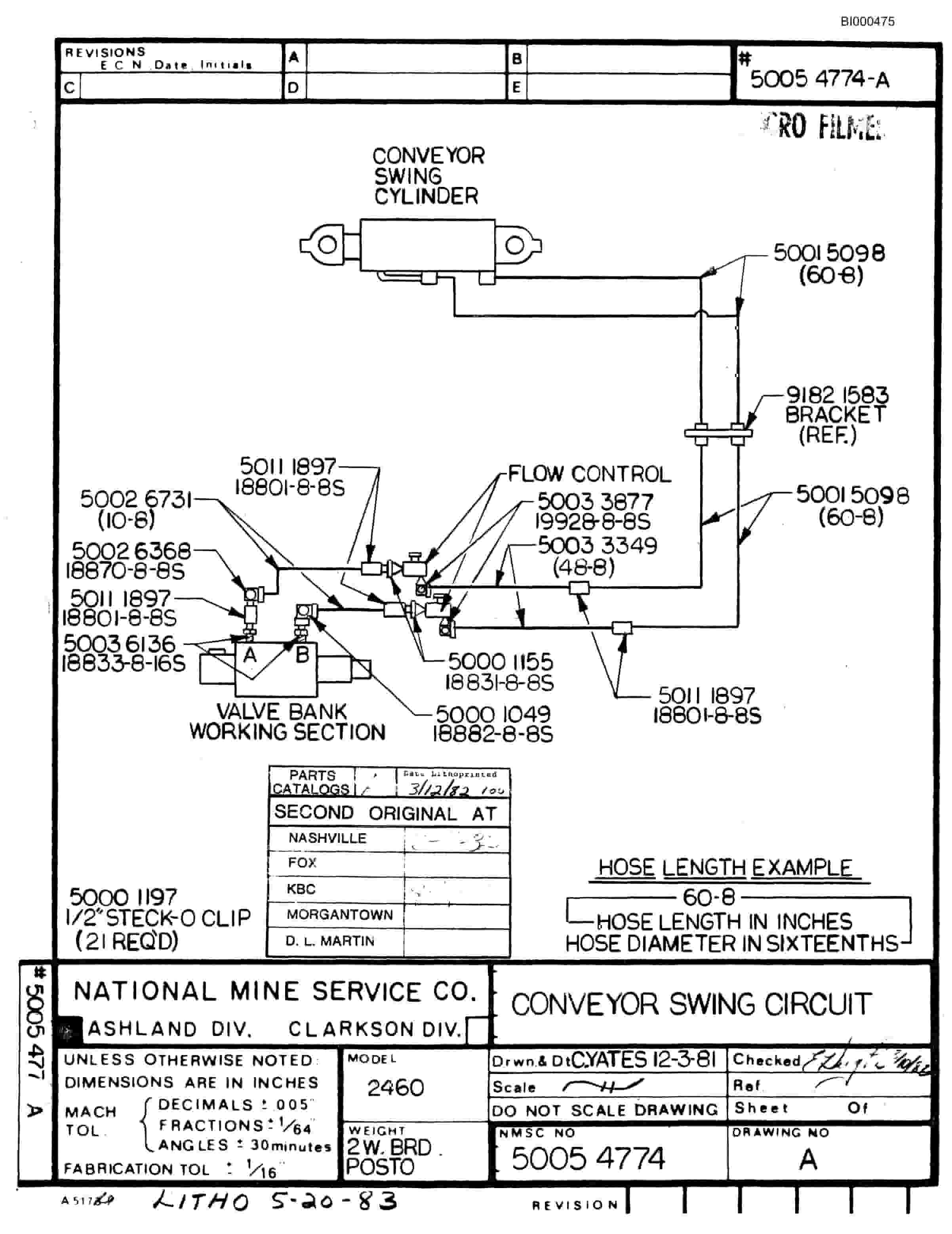 Bucyrus 2460 Miner Parts Catalog BI000475-2