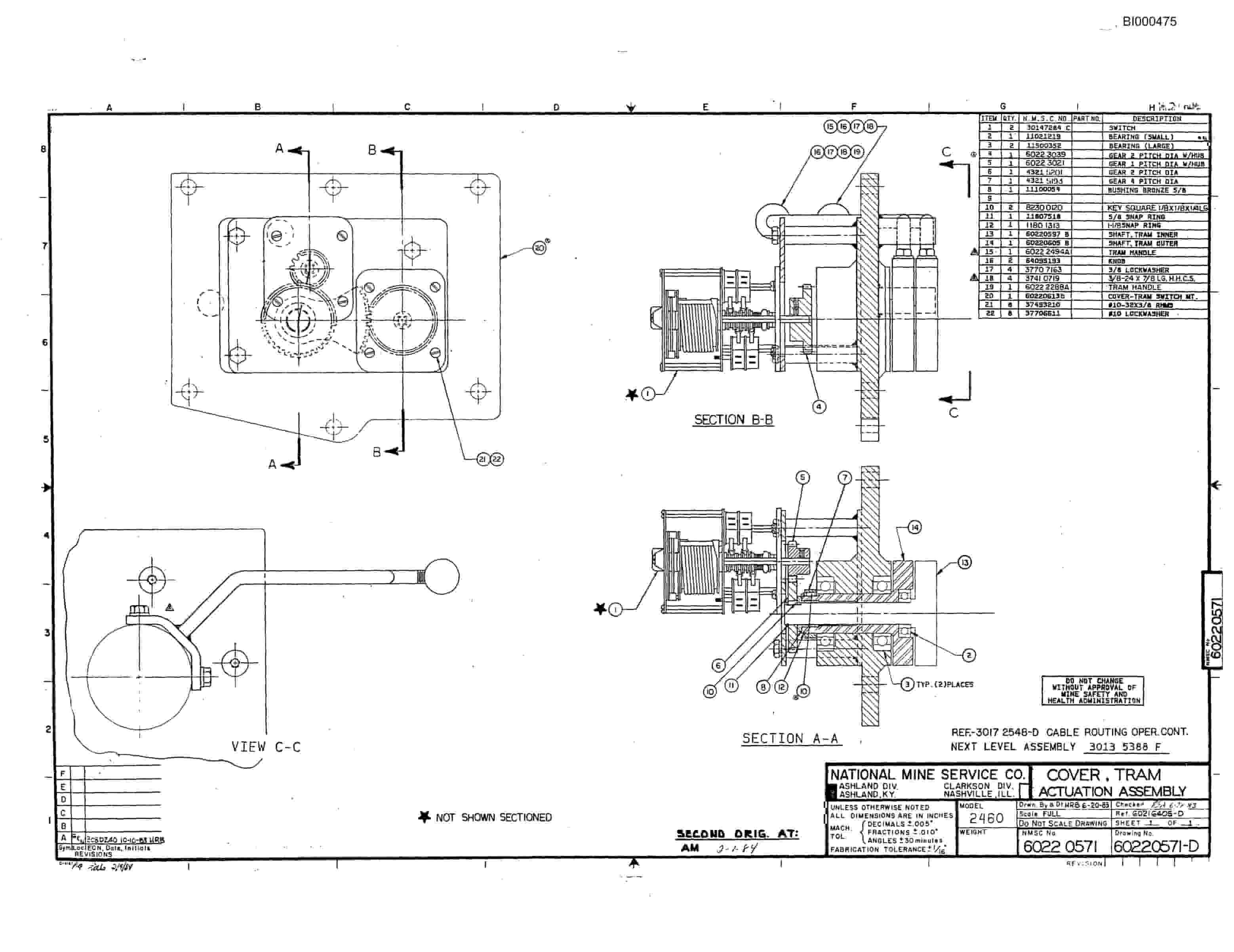 Bucyrus 2460 Miner Parts Catalog BI000475-5