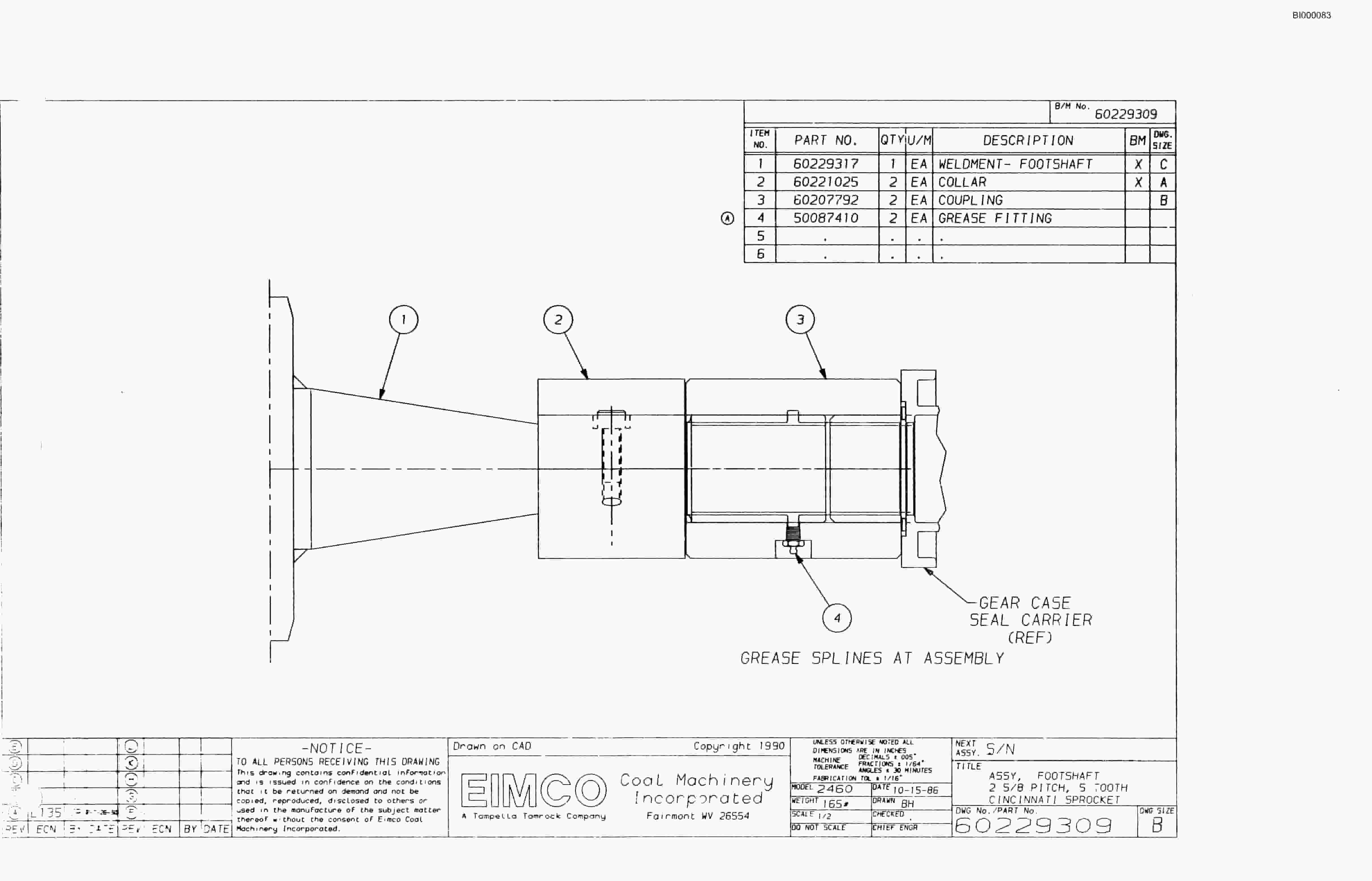 Bucyrus 2480-1 Miner Parts Catalog BI000083-5