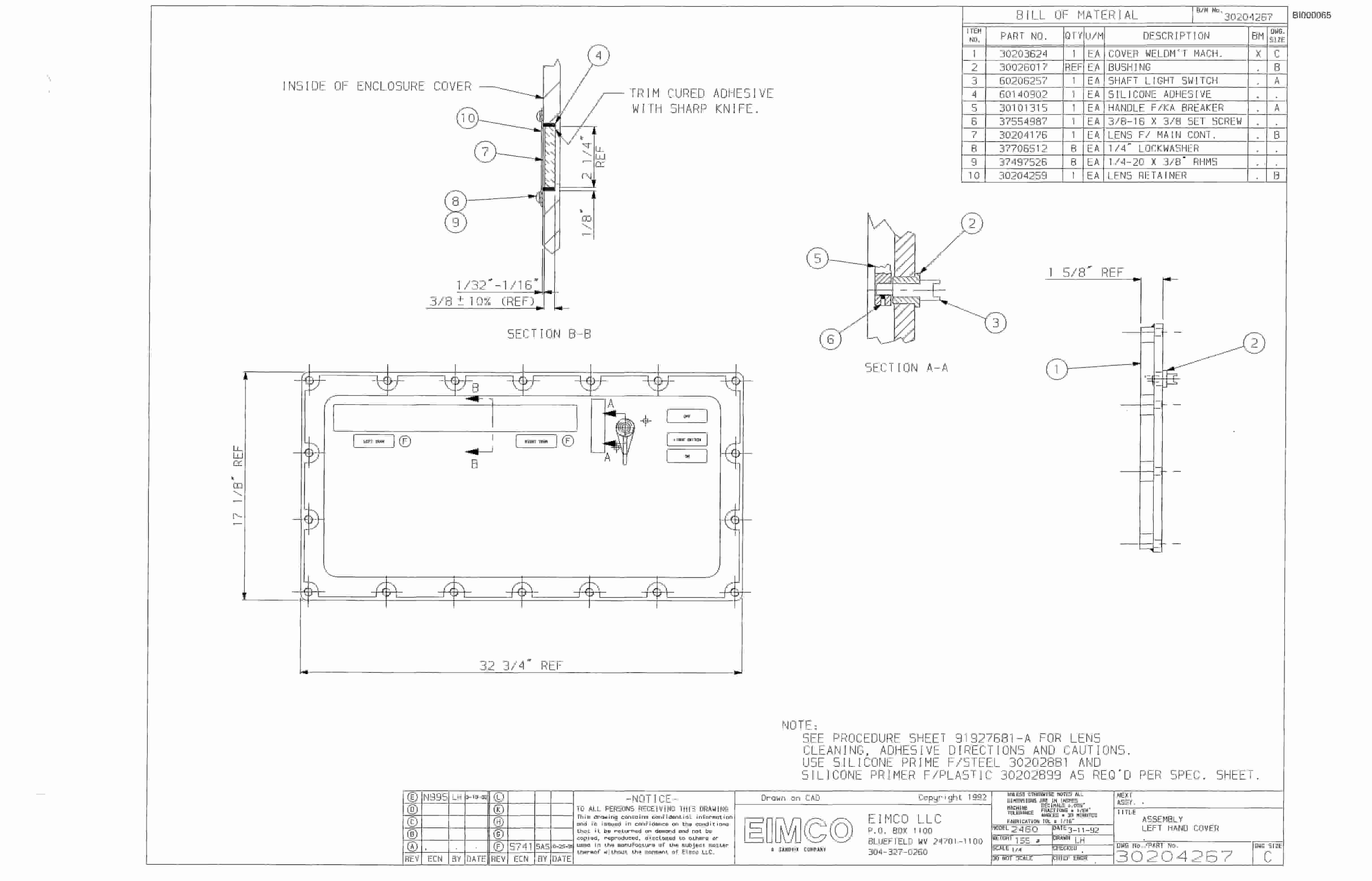 Bucyrus 2480-2 Drum Miner Parts Catalog BI000065-3