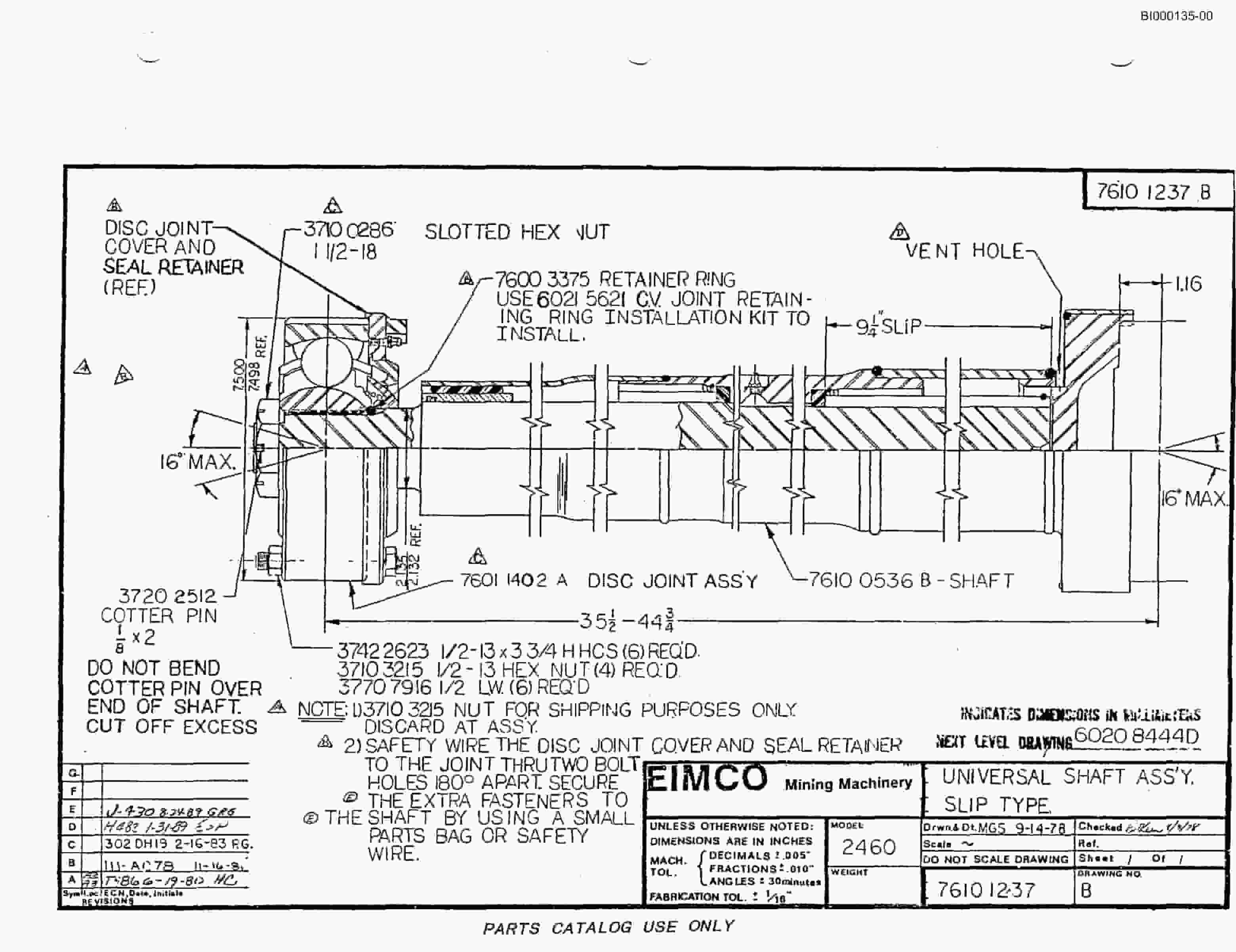 Bucyrus 2480-2 Drum Miner Parts Catalog BI000135-4