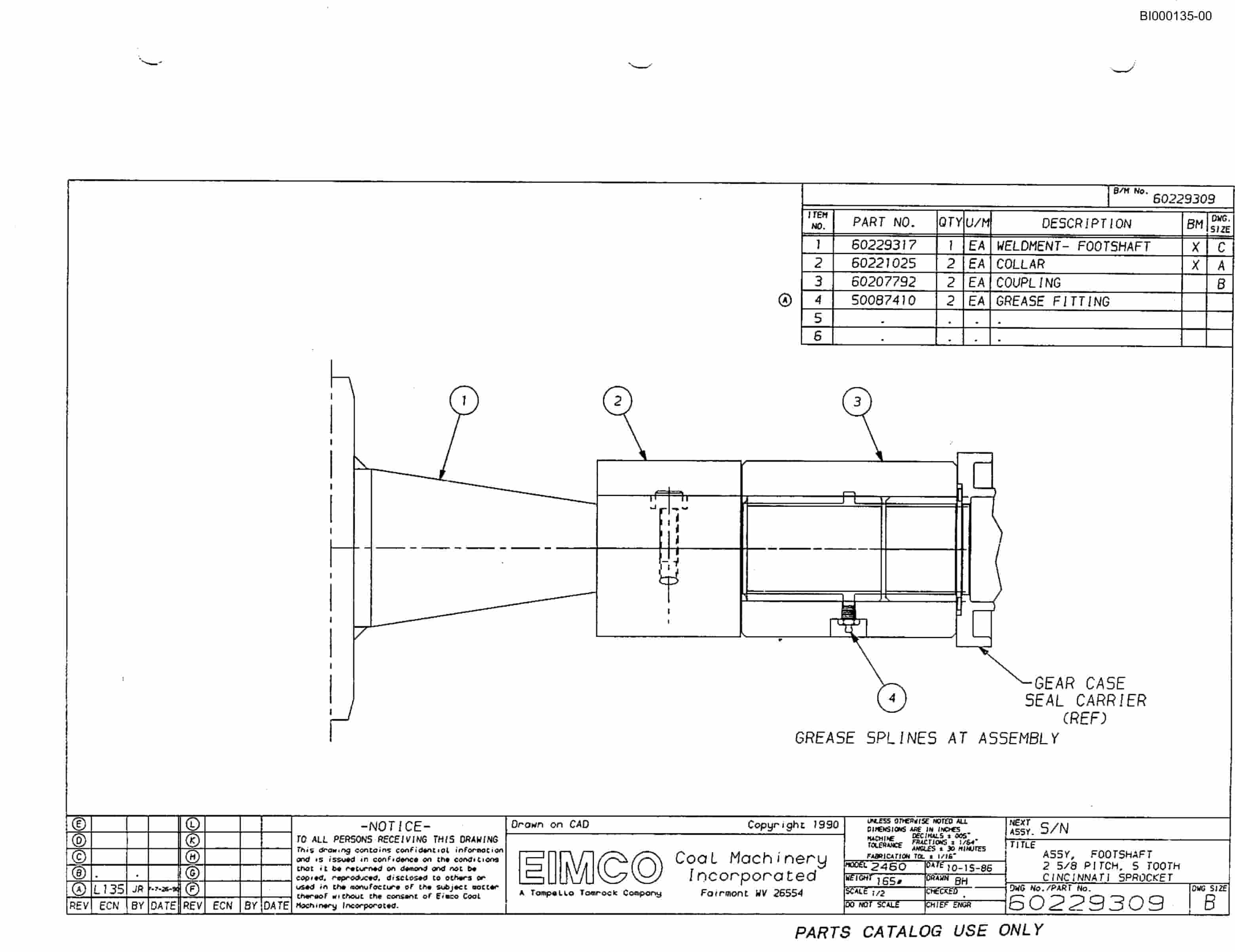 Bucyrus 2480-2 Drum Miner Parts Catalog BI000135-5