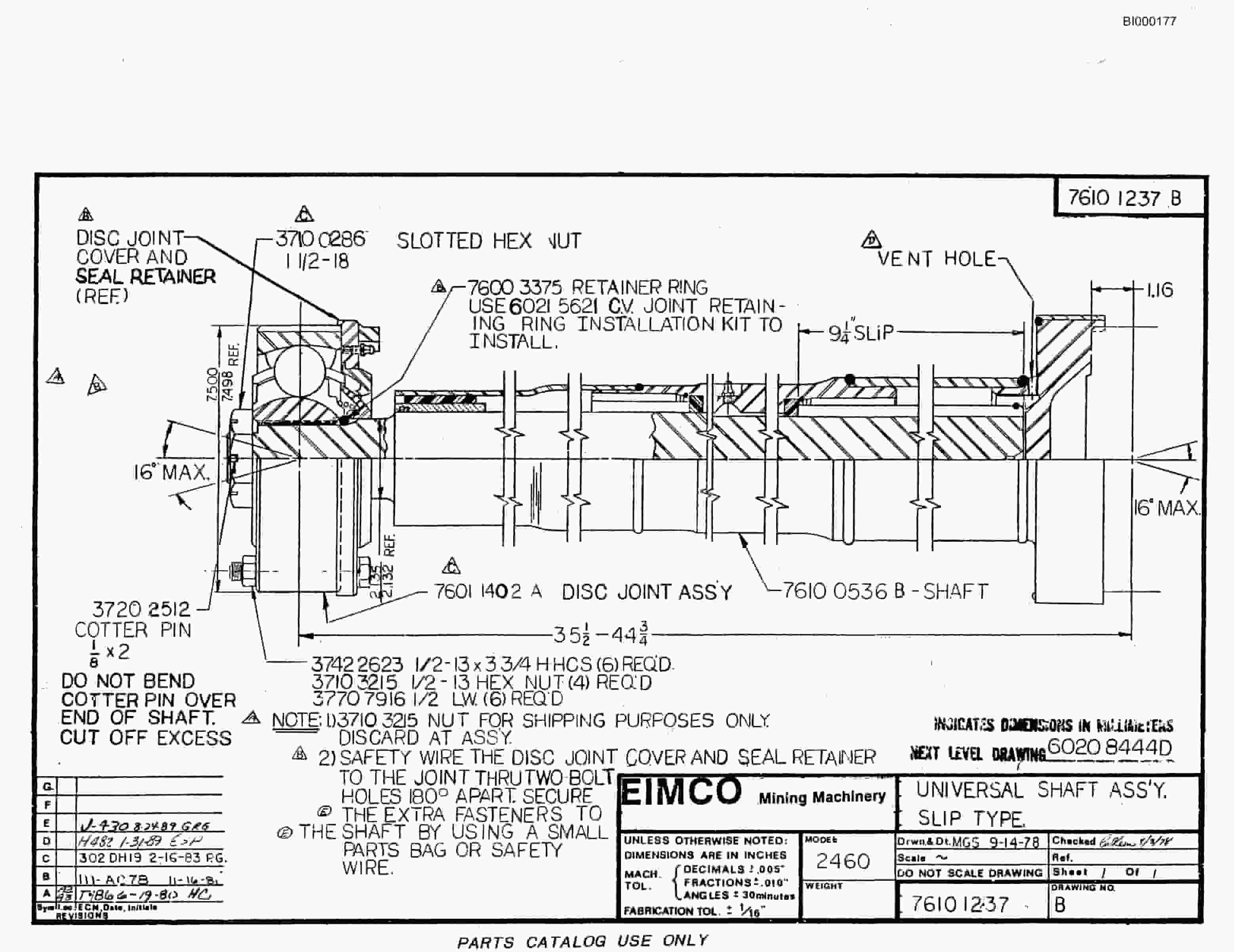 Bucyrus 2480-2 Drum Miner Parts Catalog BI000177-4