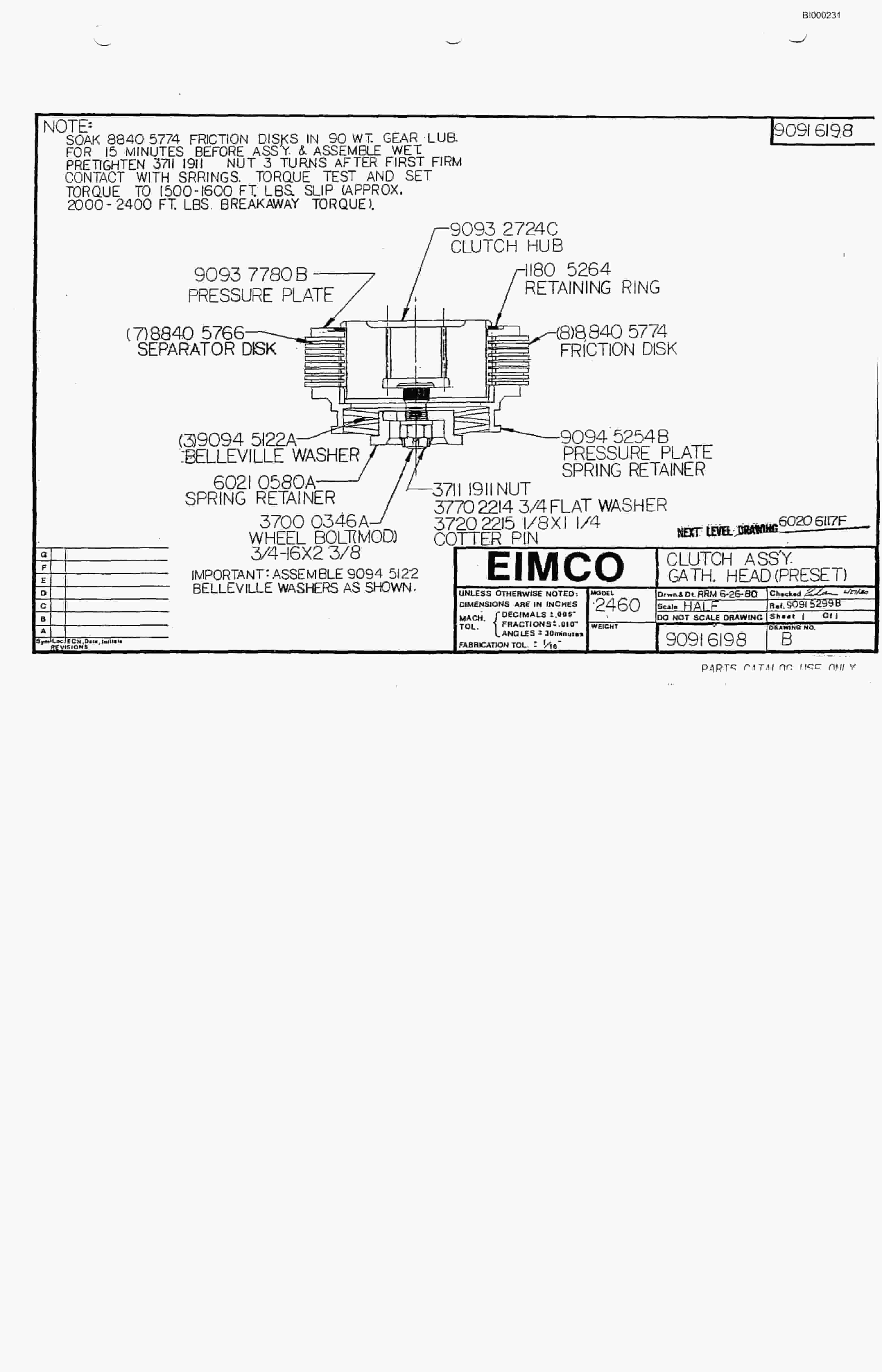 Bucyrus 2480-2 Drum Miner Parts Catalog BI000231-5