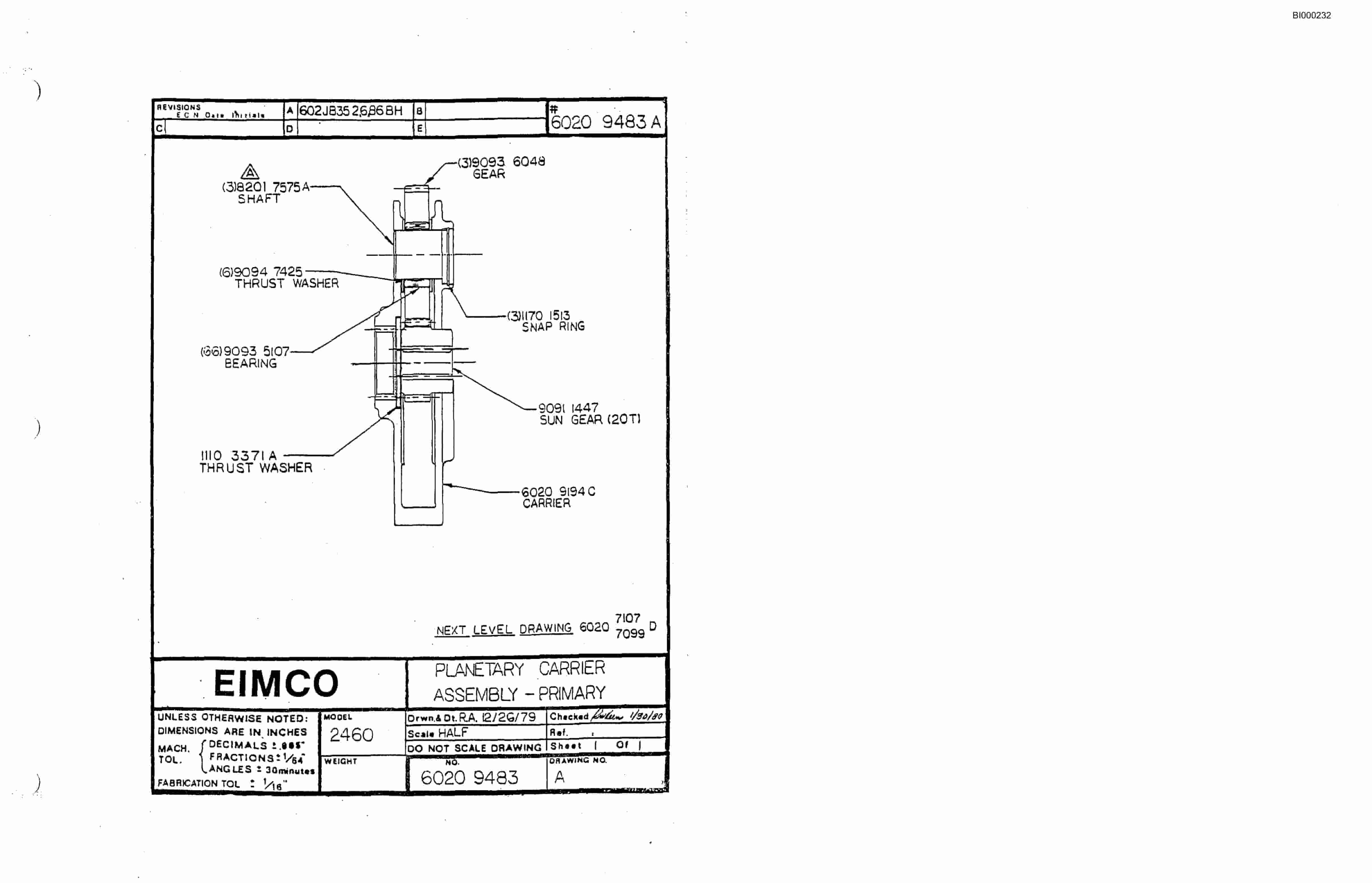 Bucyrus 2480-2 Drum Miner Parts Catalog BI000232-3