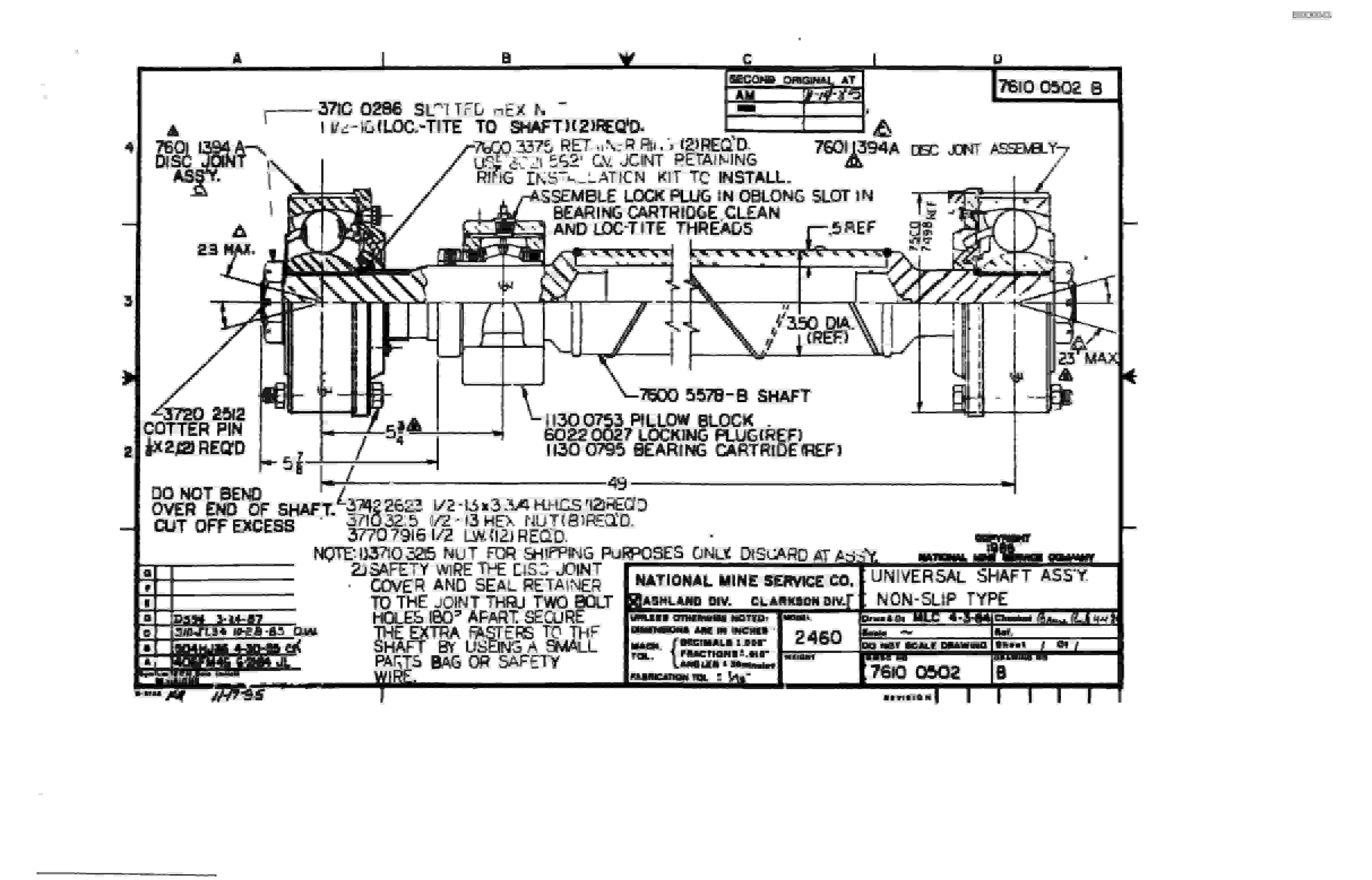 Bucyrus 2480-3 Drum Miner Parts Catalog BI000043-5