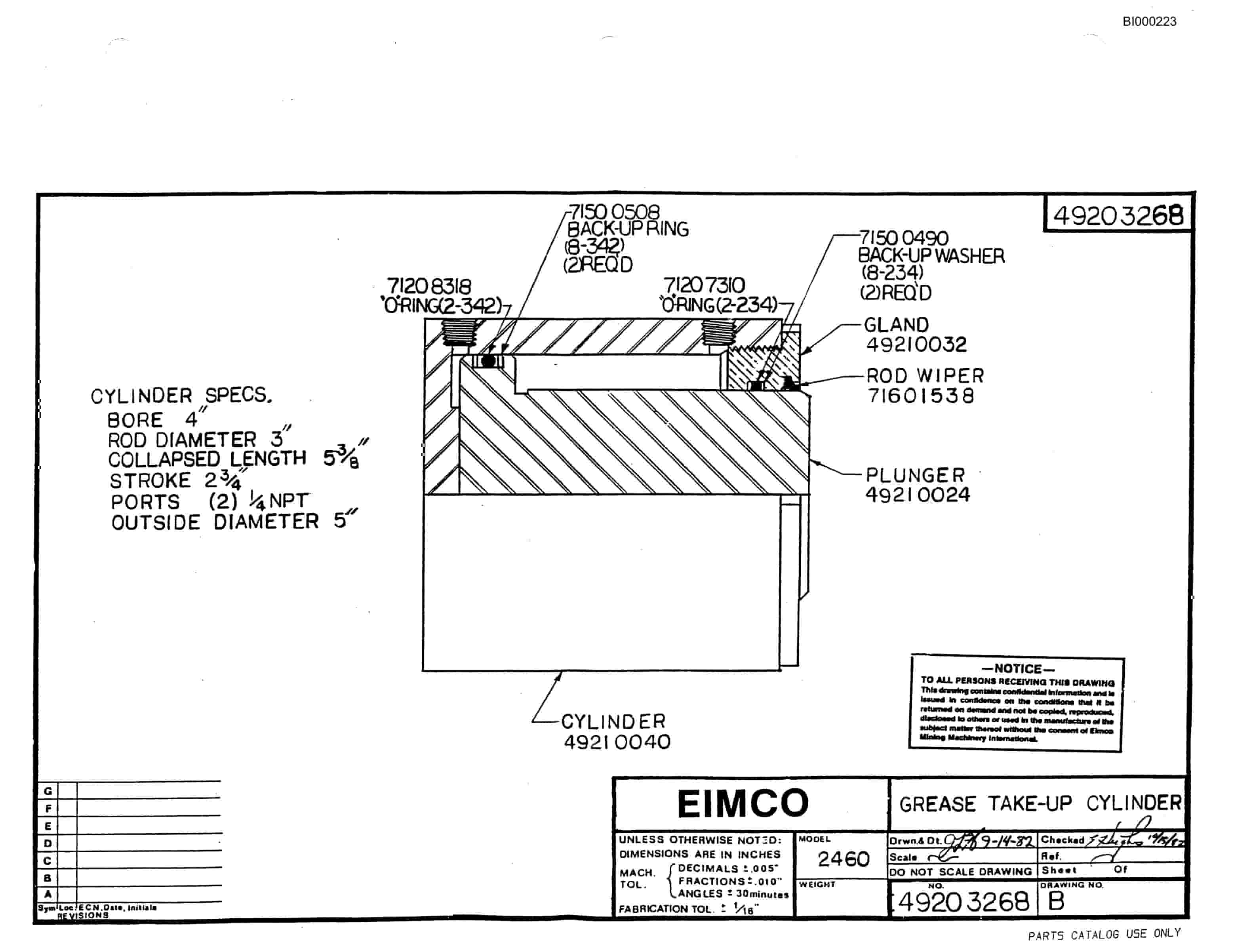 Bucyrus 2480-3 Drum Miner Parts Catalog BI000223-3