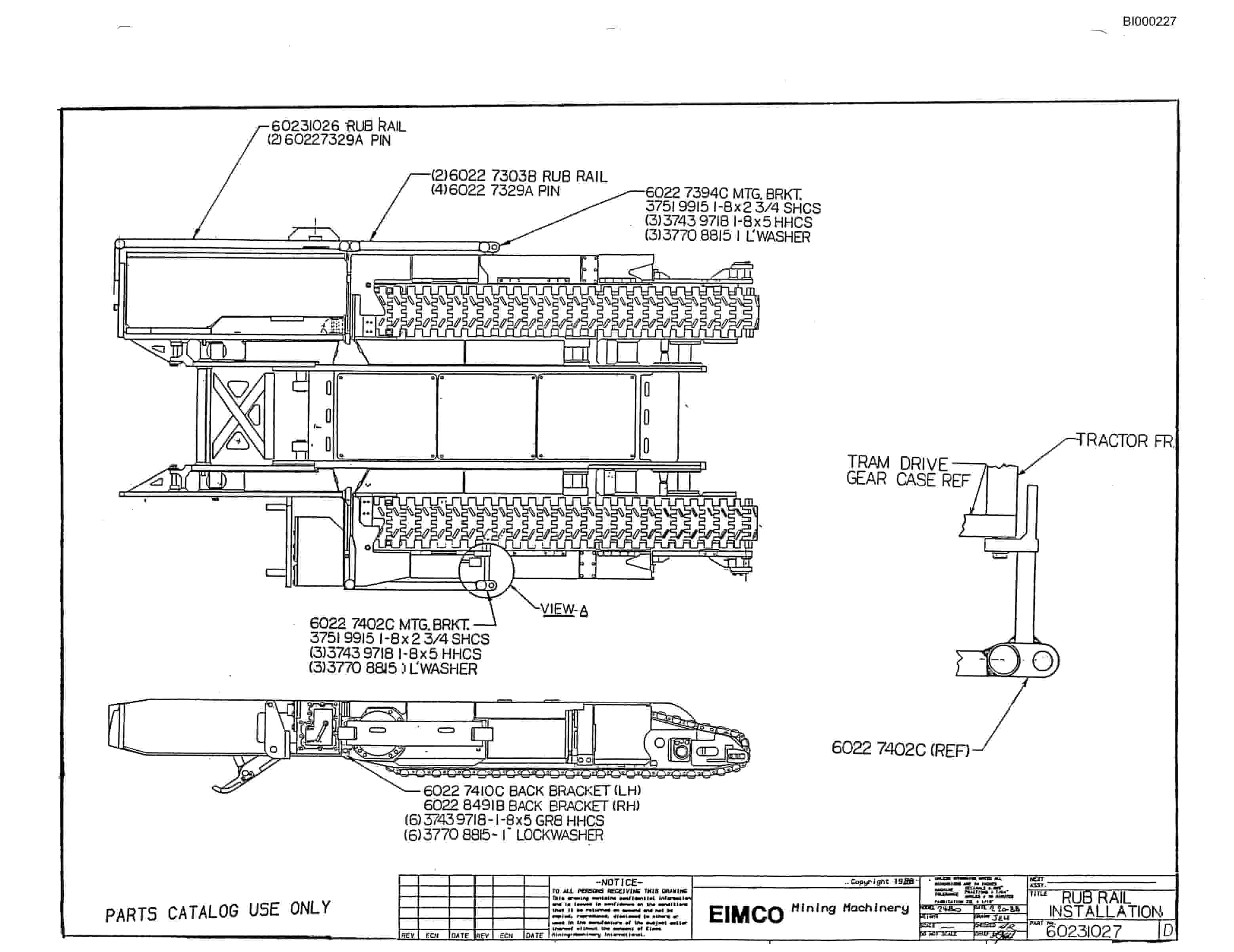 Bucyrus 2480-3 Drum Miner Parts Catalog BI000227-3