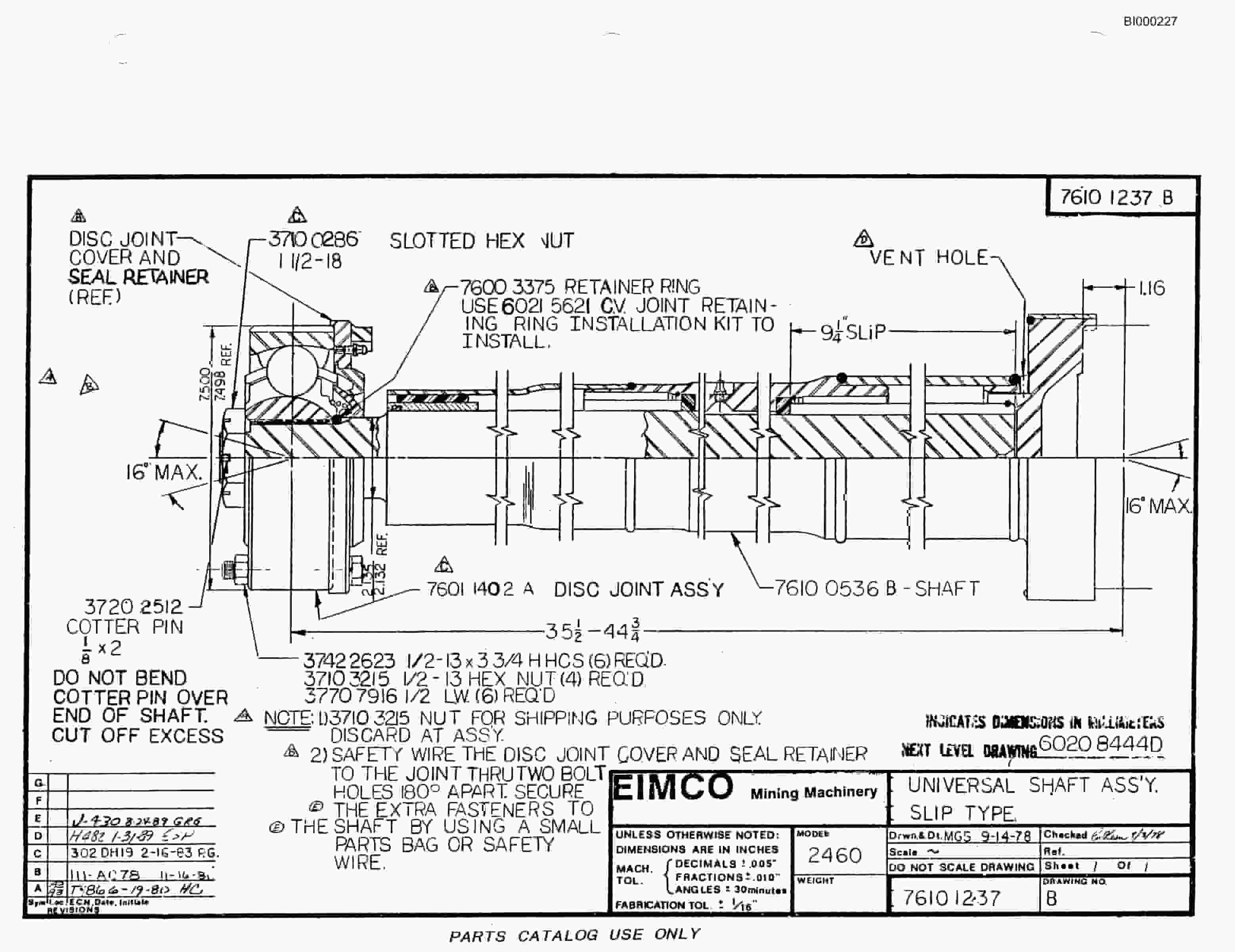 Bucyrus 2480-3 Drum Miner Parts Catalog BI000227-4