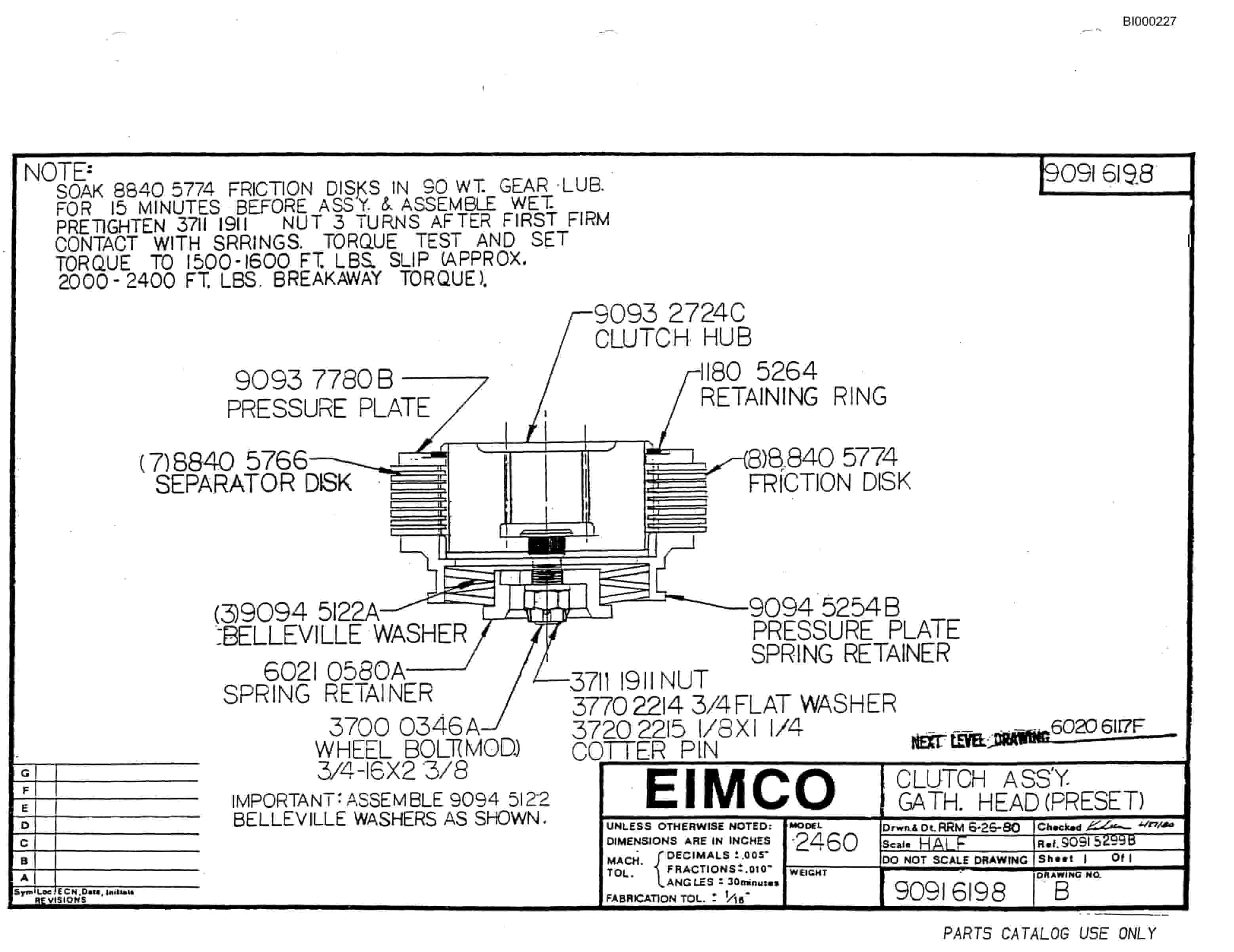 Bucyrus 2480-3 Drum Miner Parts Catalog BI000227-5