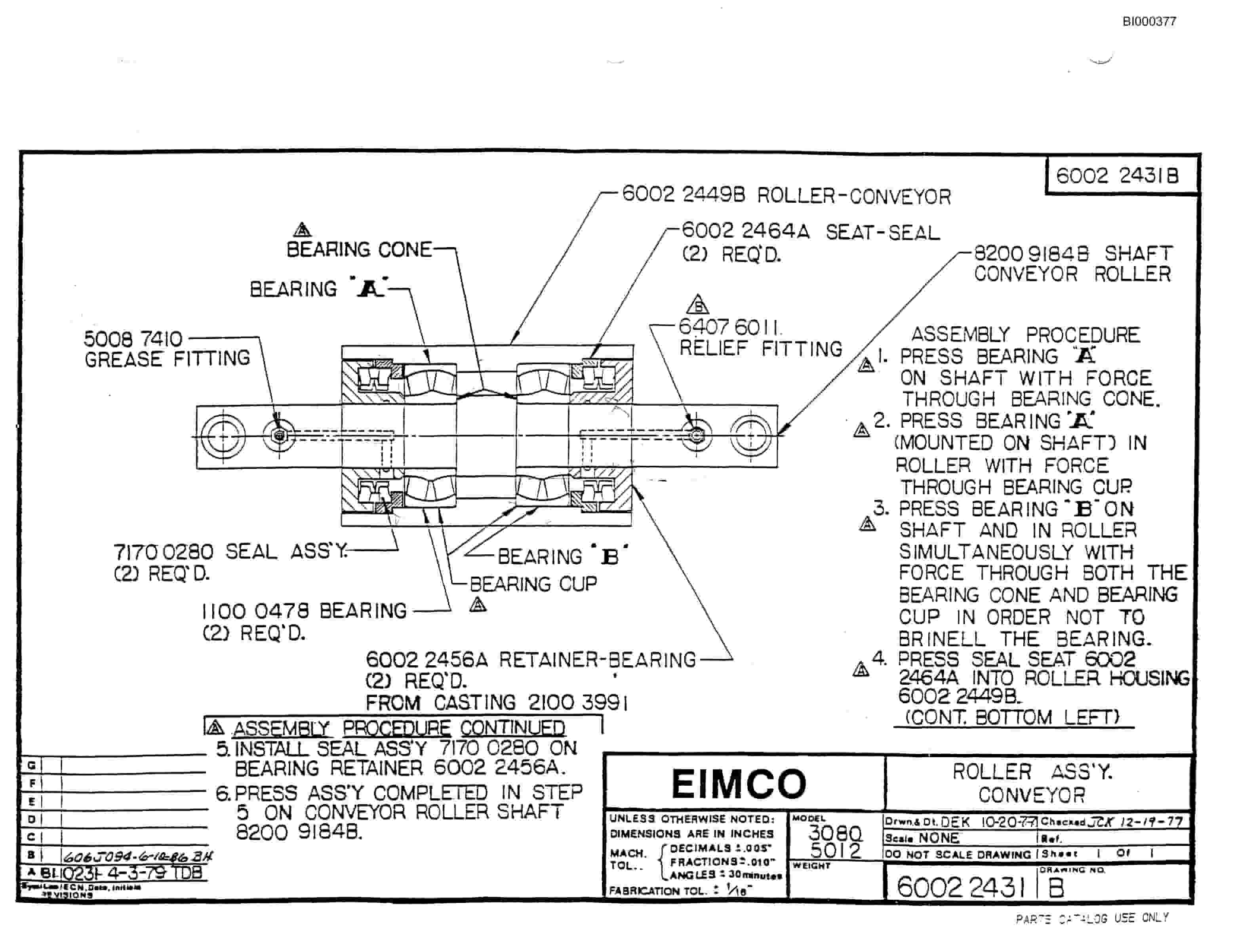 Bucyrus 2480 Miner Parts Catalog BI000377-3