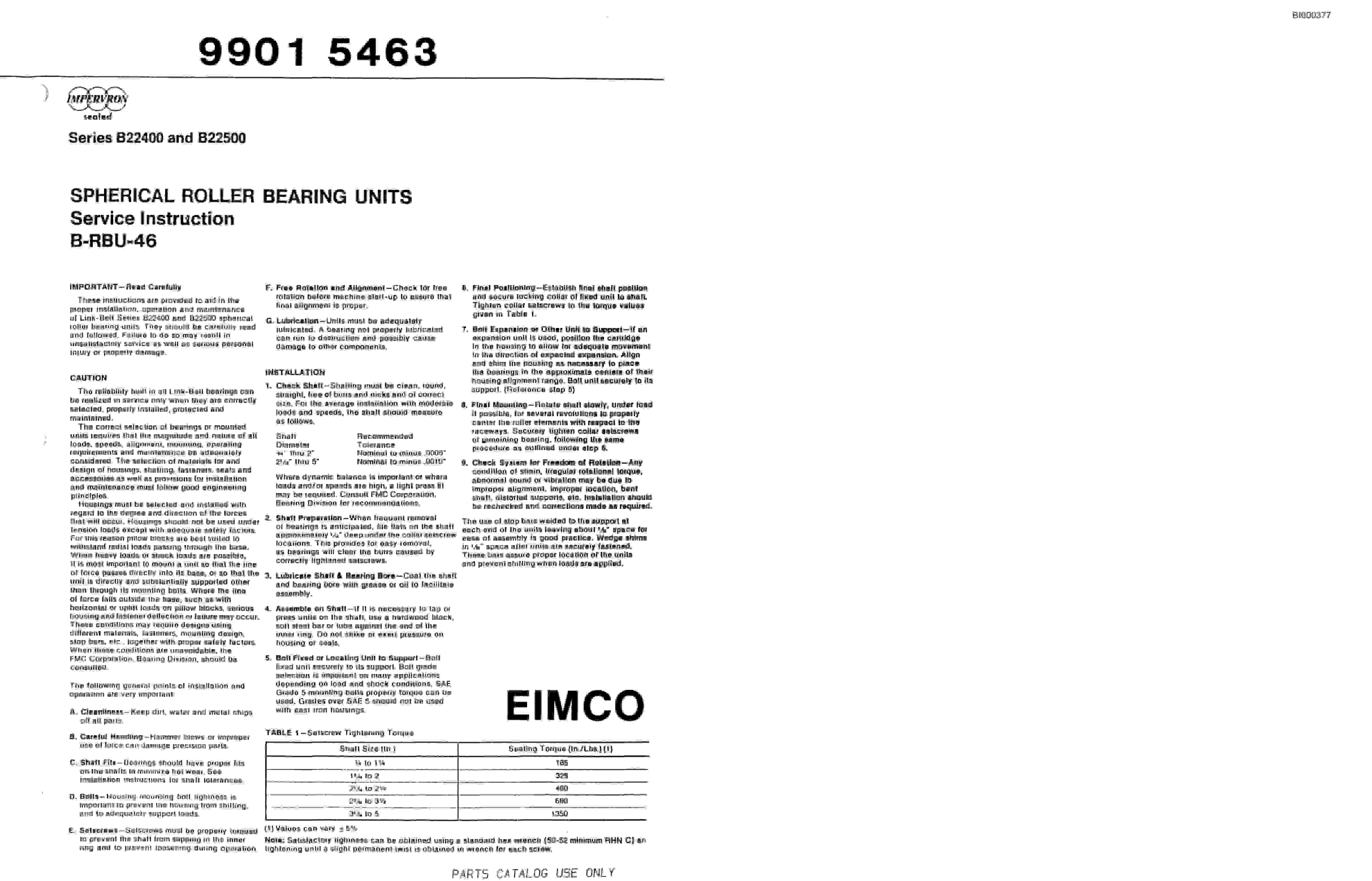 Bucyrus 2480 Miner Parts Catalog BI000377-4