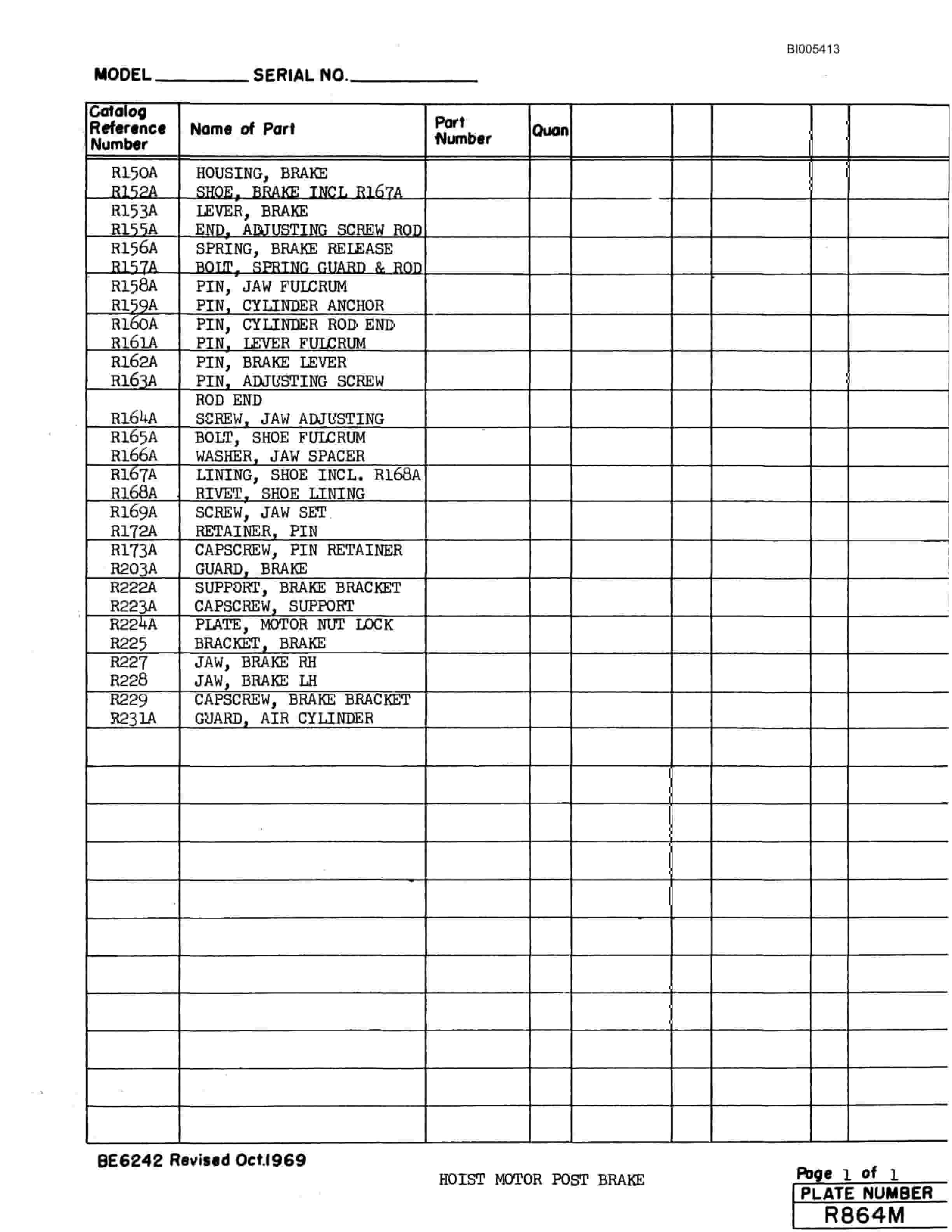 Bucyrus 2550W Parts Catalog BI005413-2