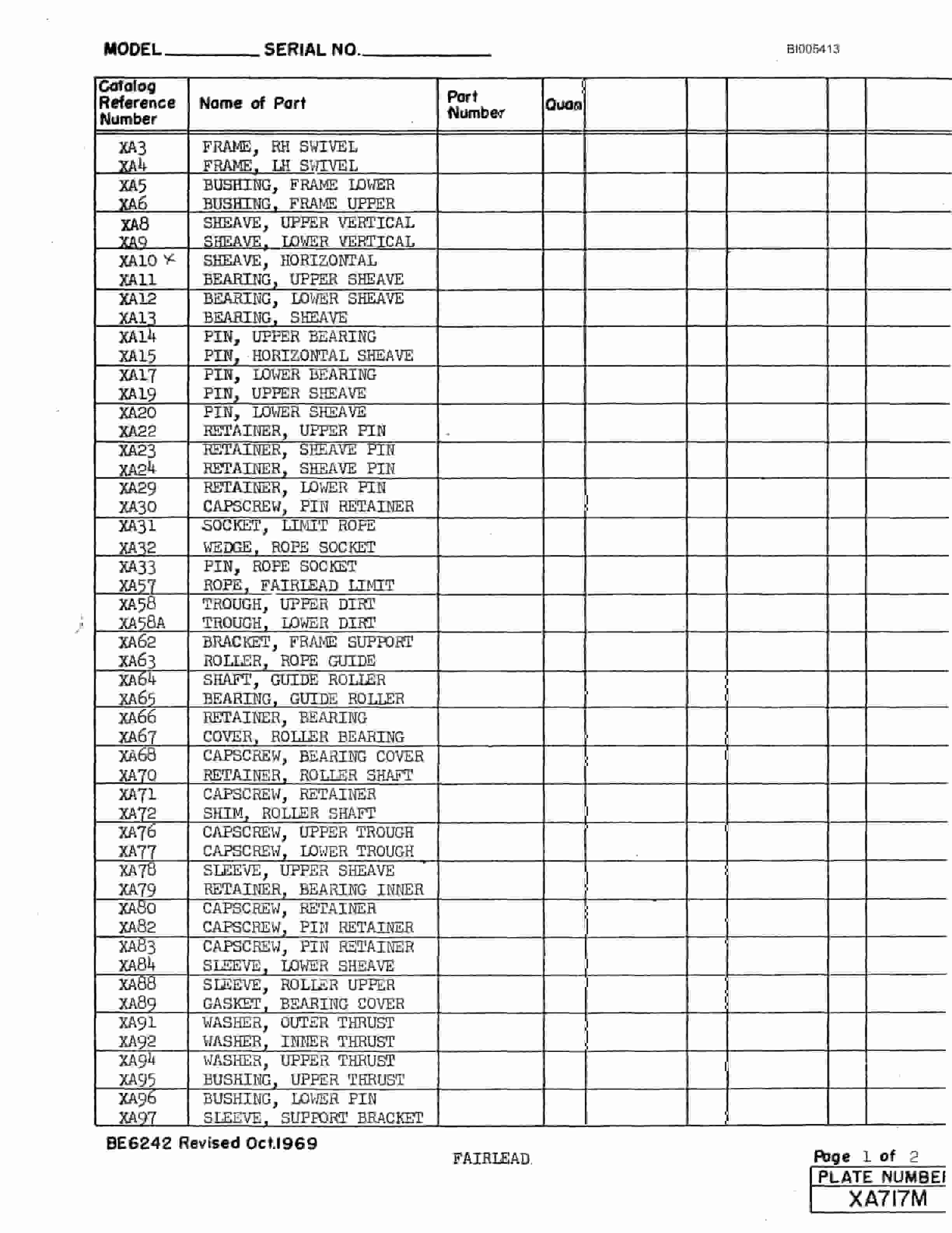 Bucyrus 2550W Parts Catalog BI005413-3