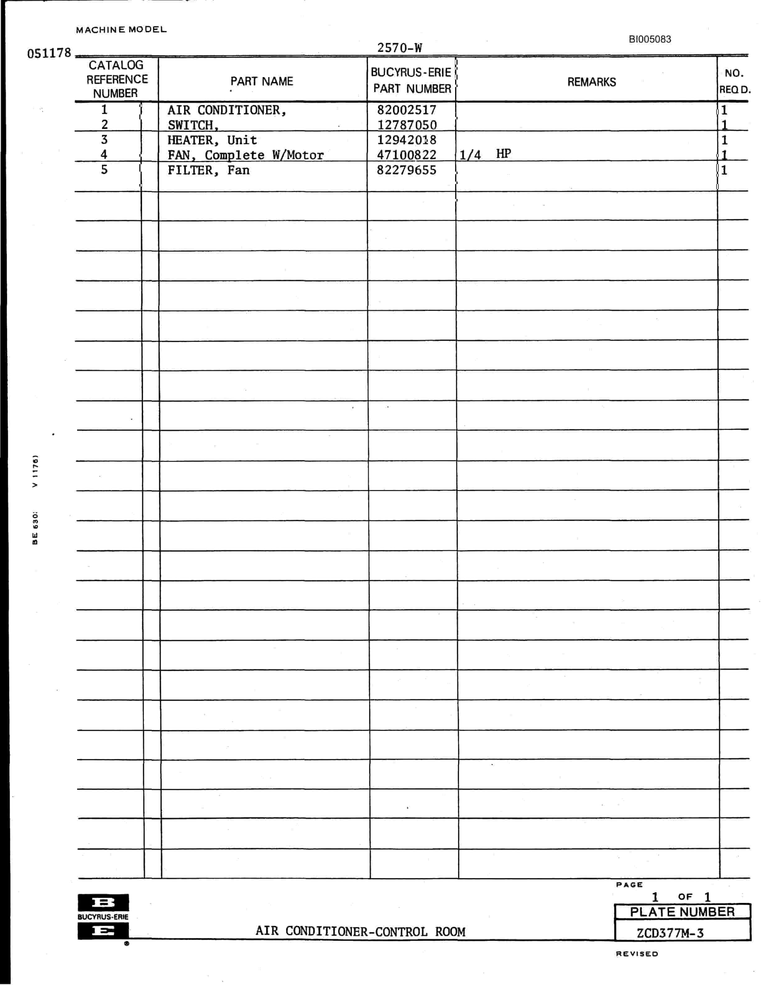 Bucyrus 2570-W Parts Catalog BI005083-4