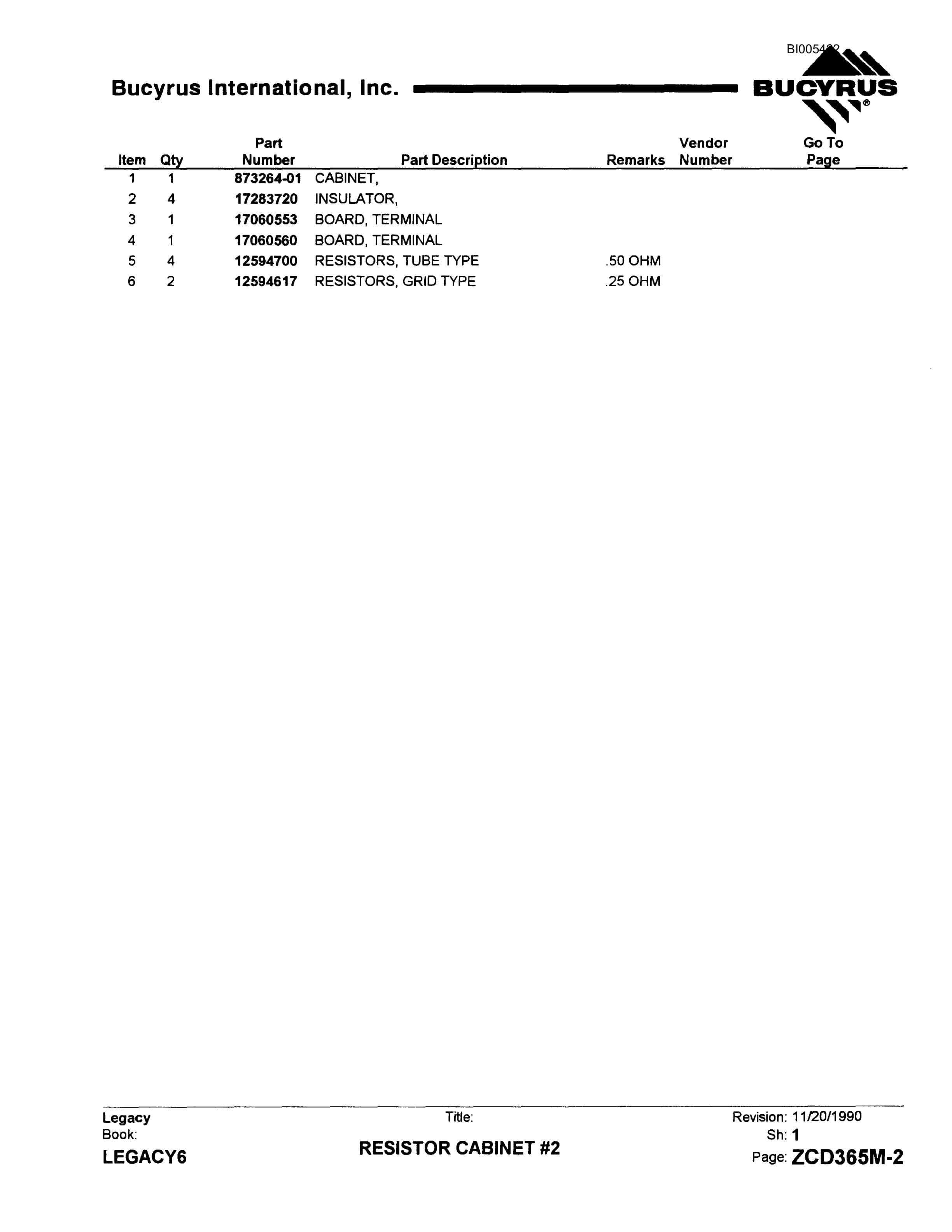 Bucyrus 2570W Dragline Parts Catalog BI005422-3