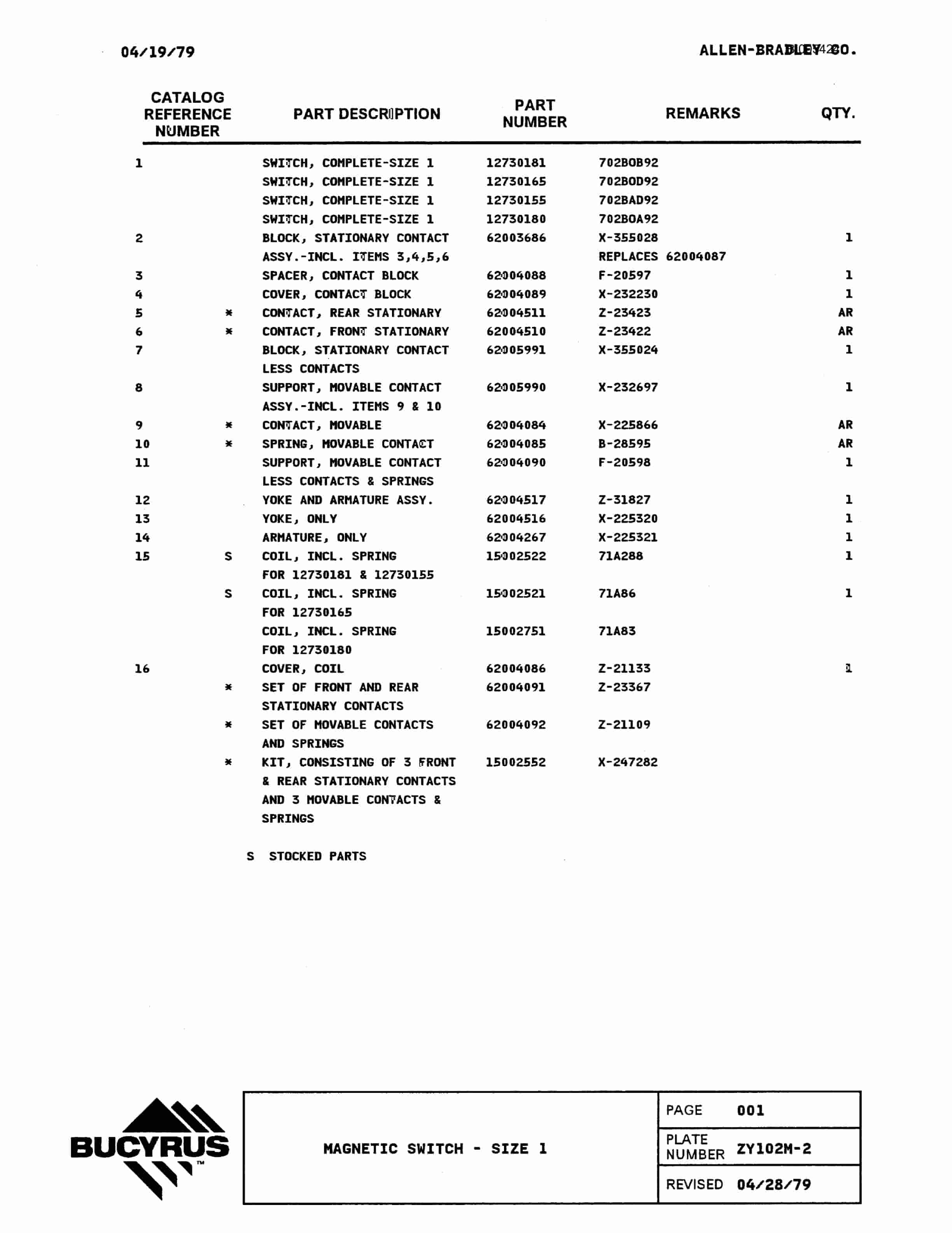 Bucyrus 2570W Parts Catalog BI005424-4