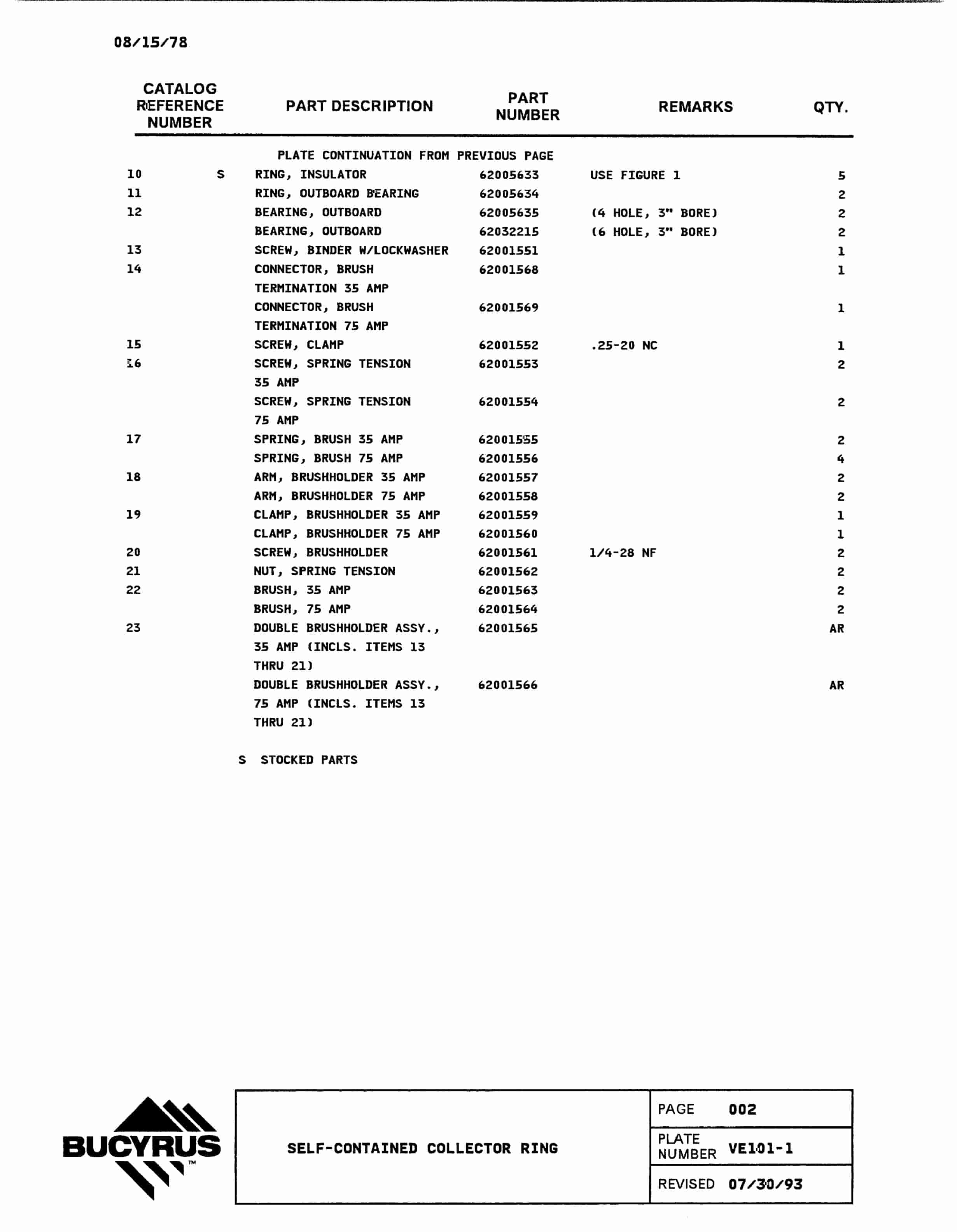 Bucyrus 2570W Parts Catalog BI005434-3